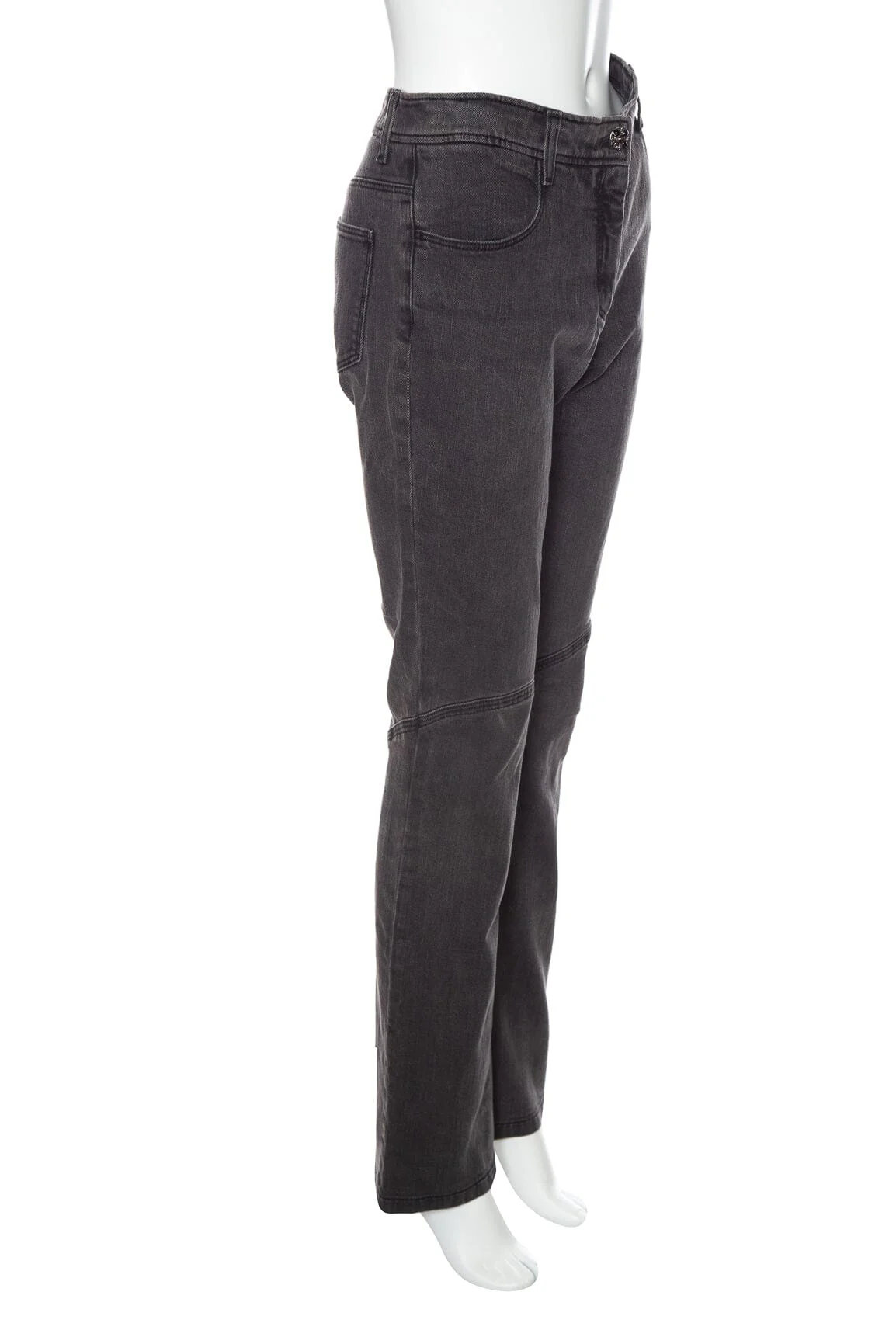Chanel Grey Straight Leg Jeans SZ 40 - Image 2