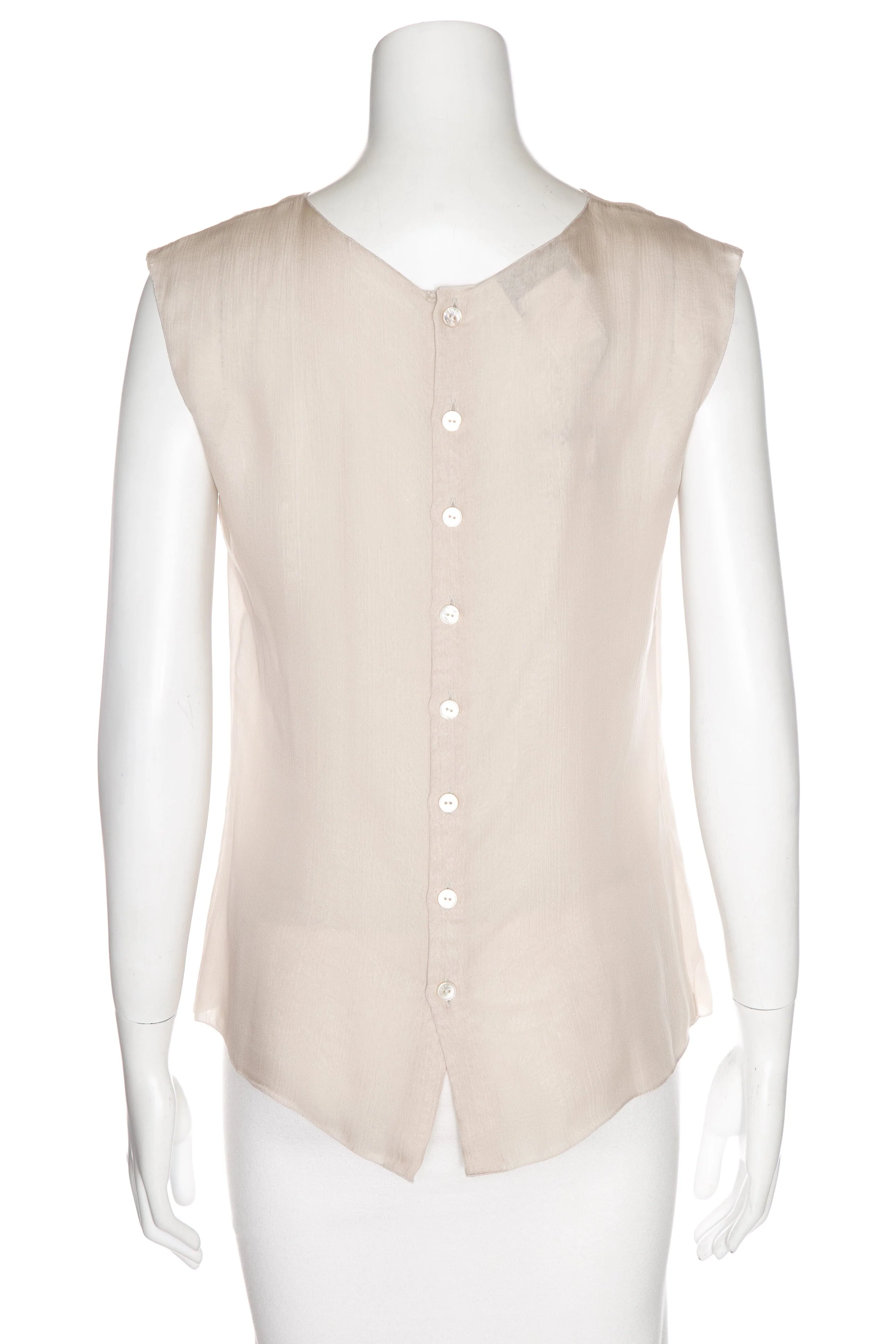Chanel Ivory Sleeveless Button Up Back Tank - Image 3