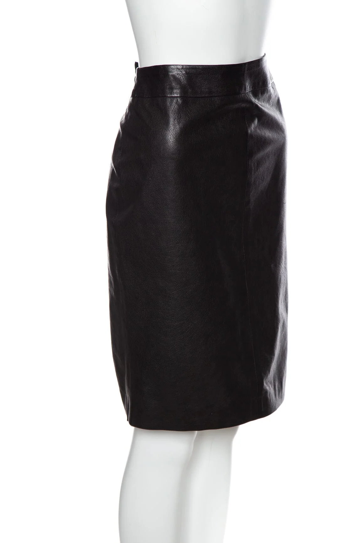 Chanel Leather Pencil Skirt SZ 40 - Image 2