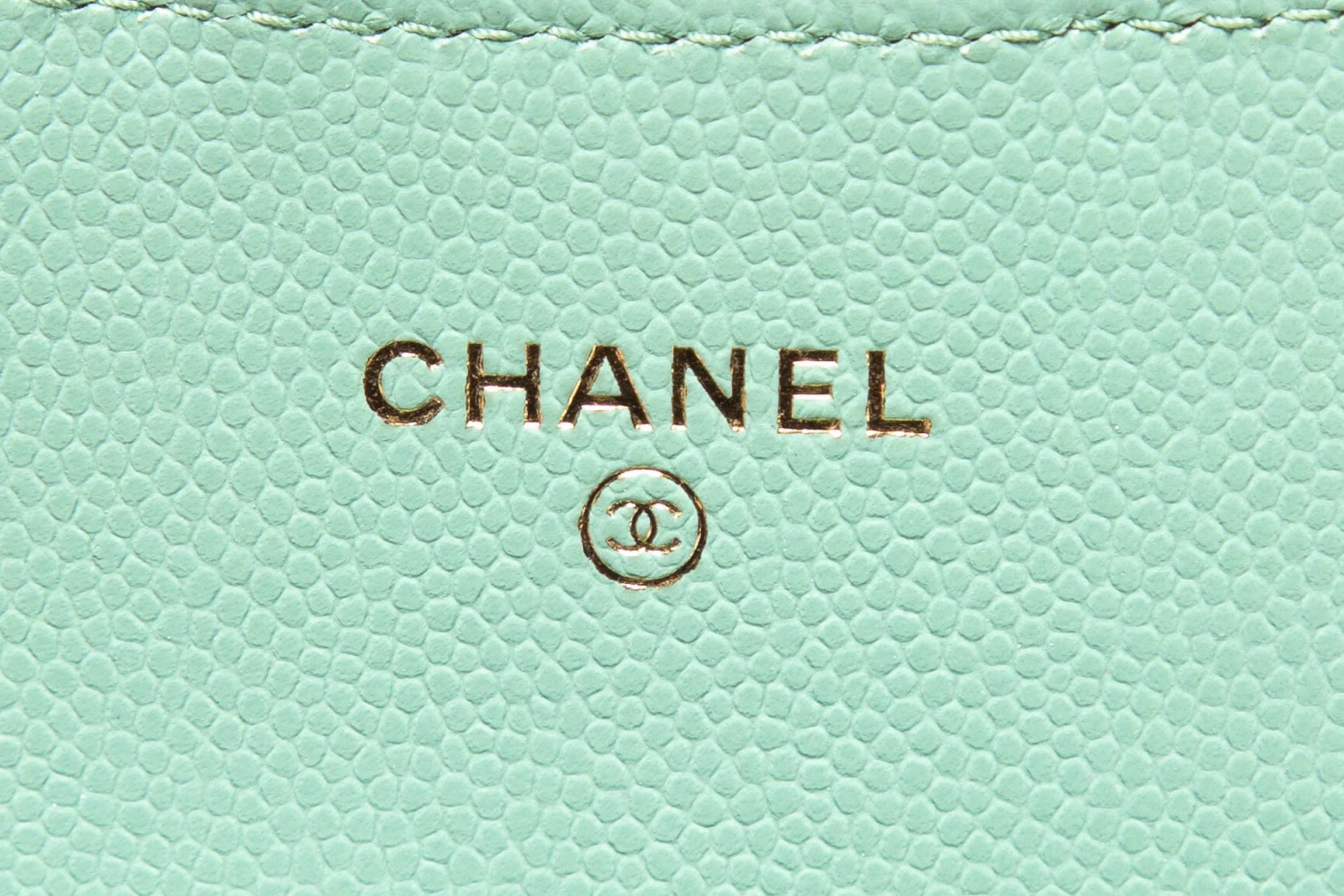 Chanel Mint Green Caviar Leather Card Holder on a Chain - Image 7