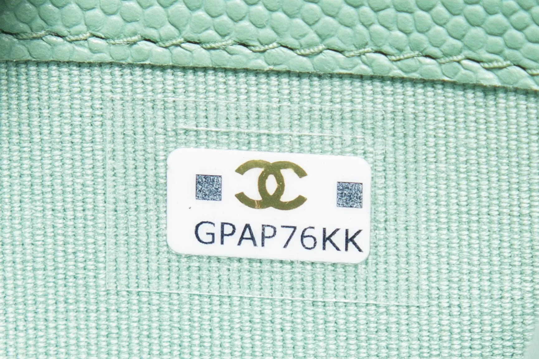 Chanel Mint Green Caviar Leather Card Holder on a Chain - Image 8