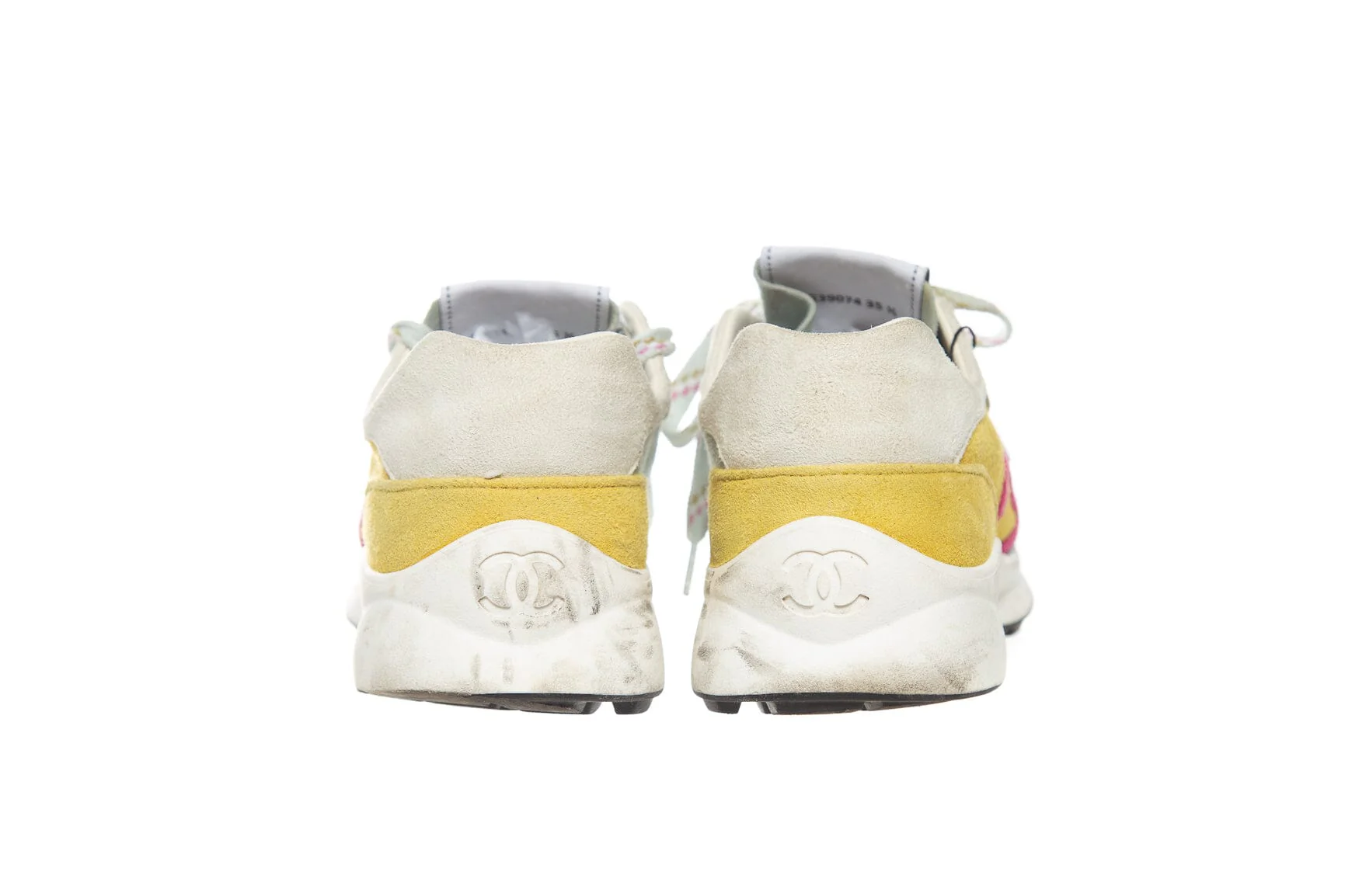 Chanel Multicolor Suede CC Lace Up Sneakers SZ 35.5 - Image 4