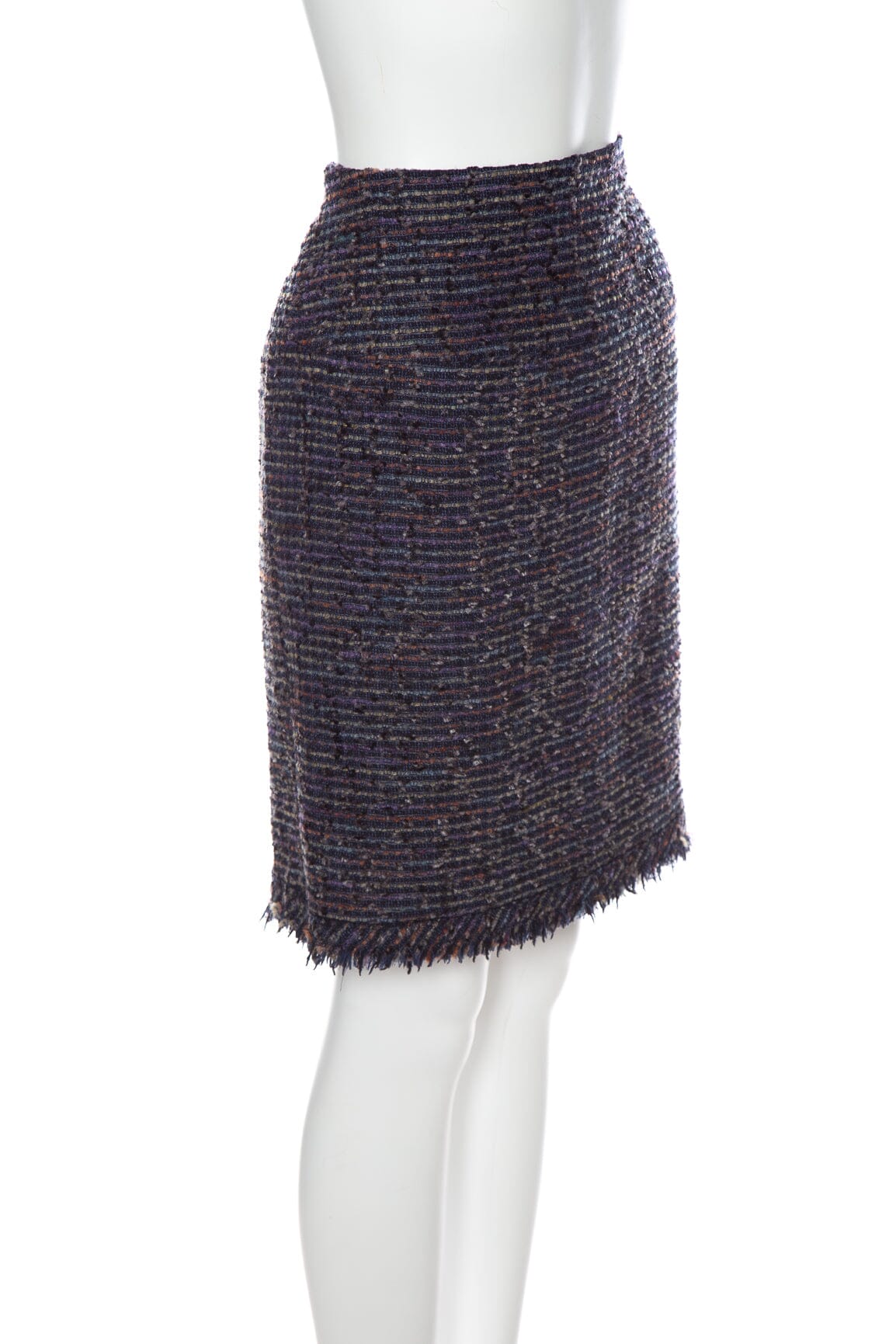 Chanel Navy Multicolor Tweed Skirt SZ 38 - Image 2
