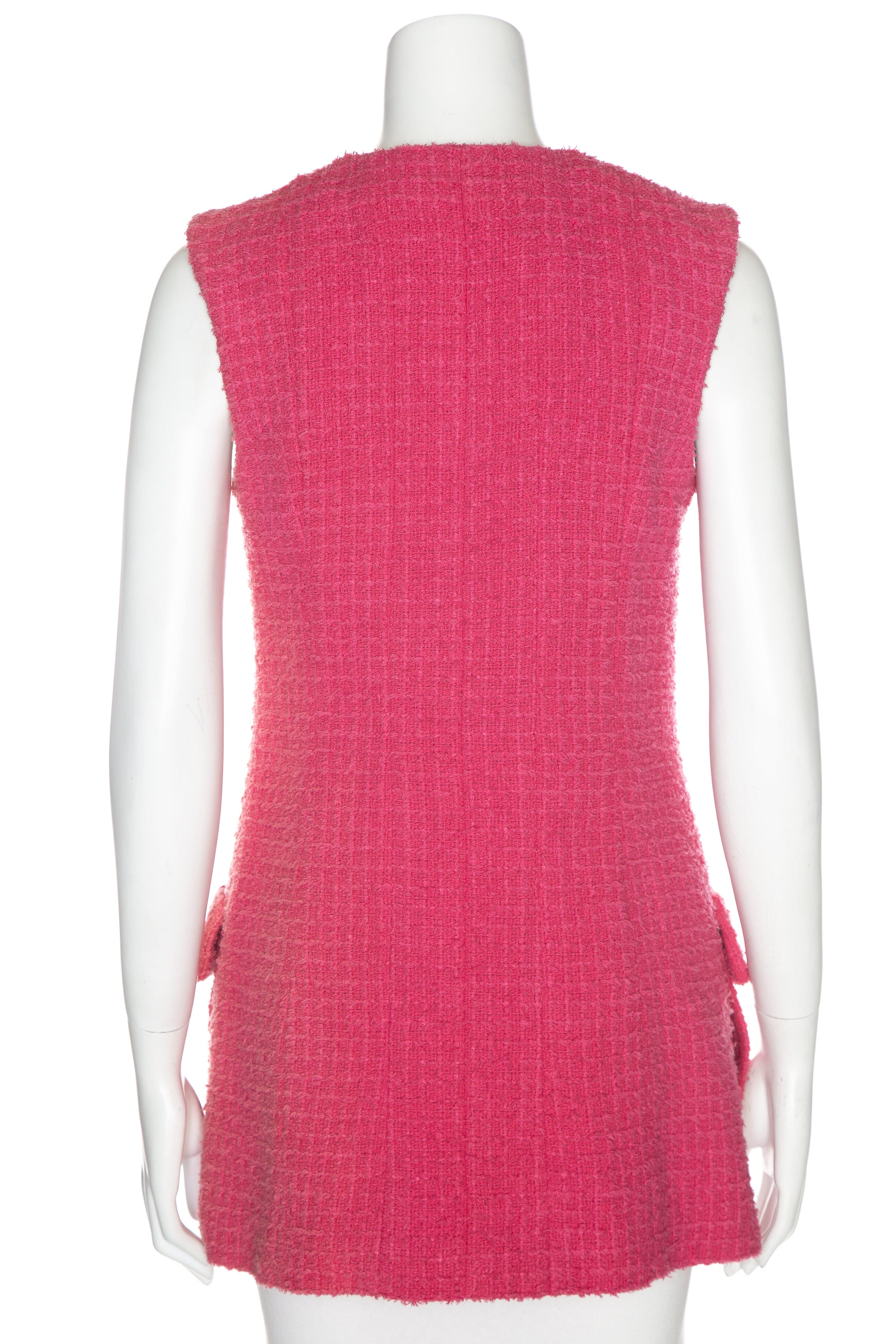 Chanel SS 2022 Pink Tweed Vest With Statement Buttons SZ 34 - Image 3