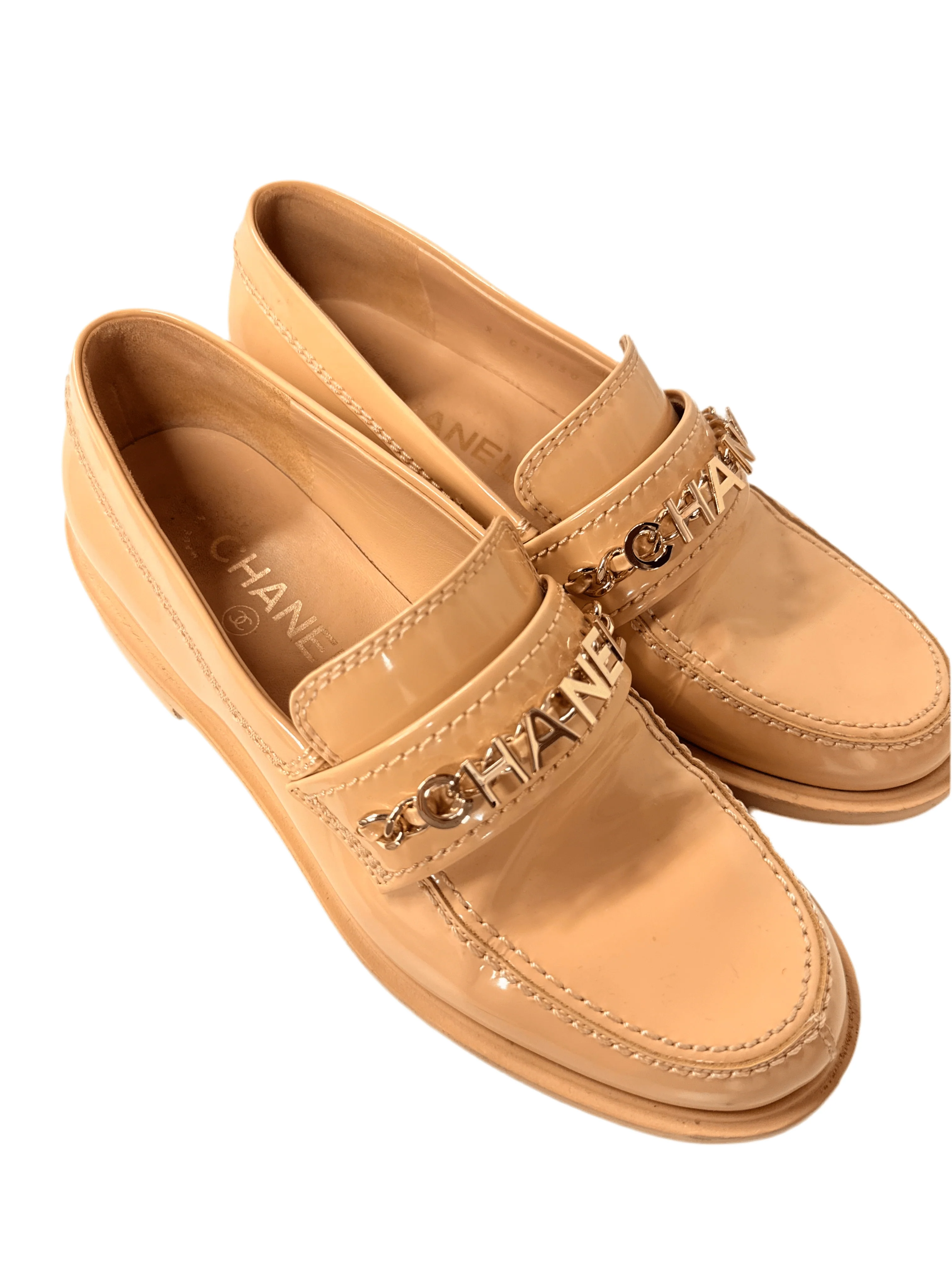 Chanel Tan Bonnie and Clyde Loafers SZ 37