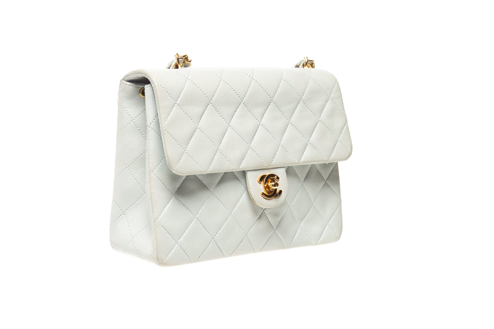 Chanel Vintage (1991-1994) Powder Blue Square Flap Shoulder Bag - Image 3
