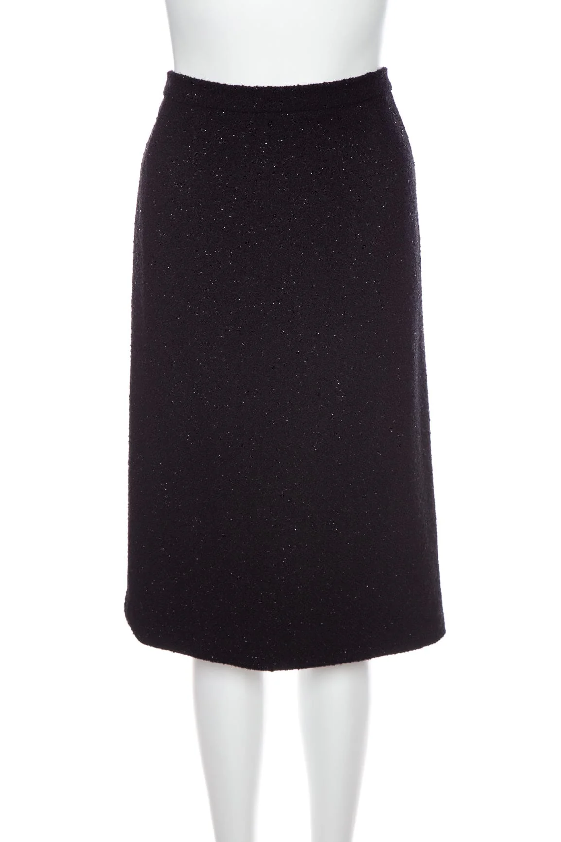 Chanel Vintage 1993 Autumn Black Glitter Detail Skirt SZ 46