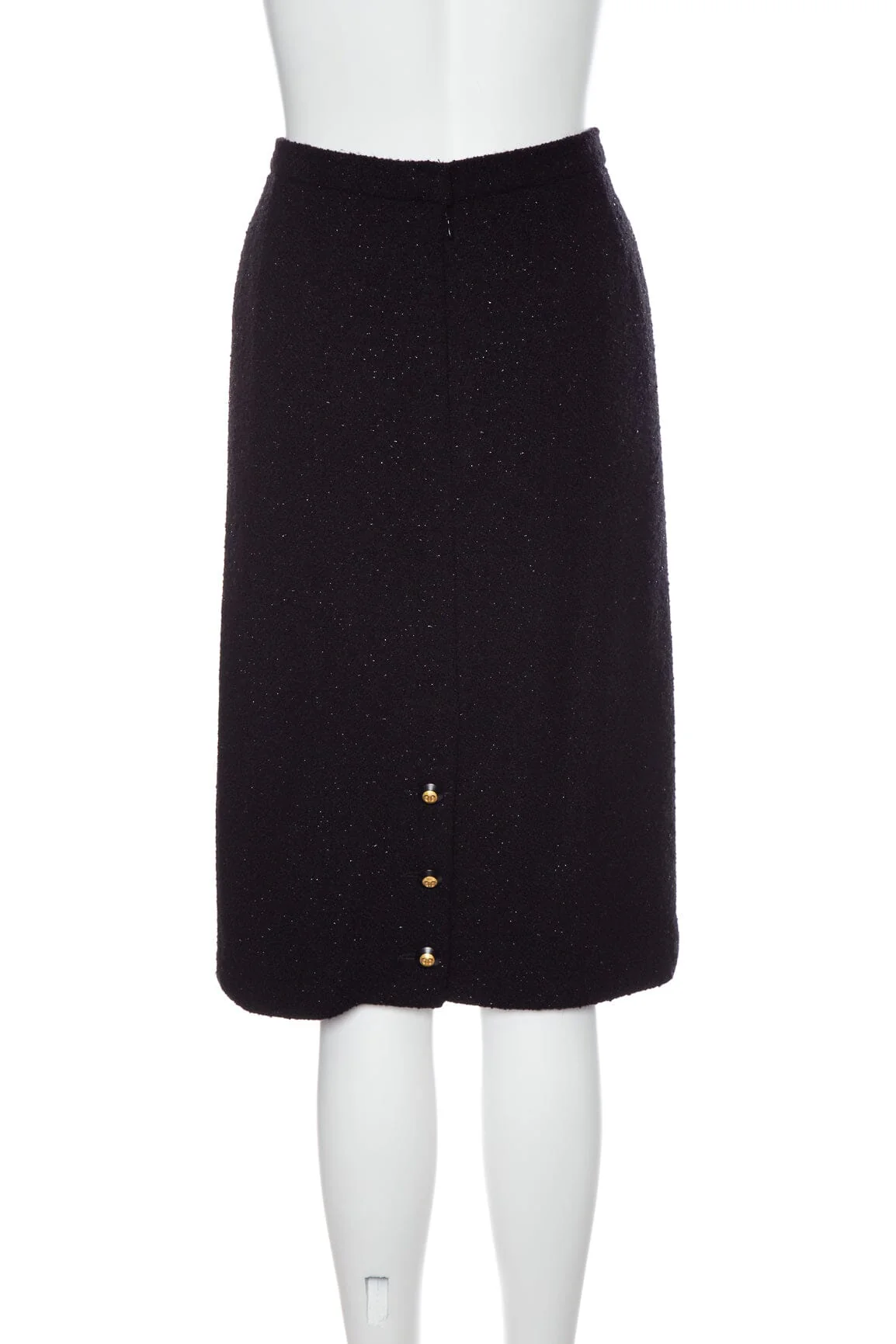Chanel Vintage 1993 Autumn Black Glitter Detail Skirt SZ 46 - Image 3