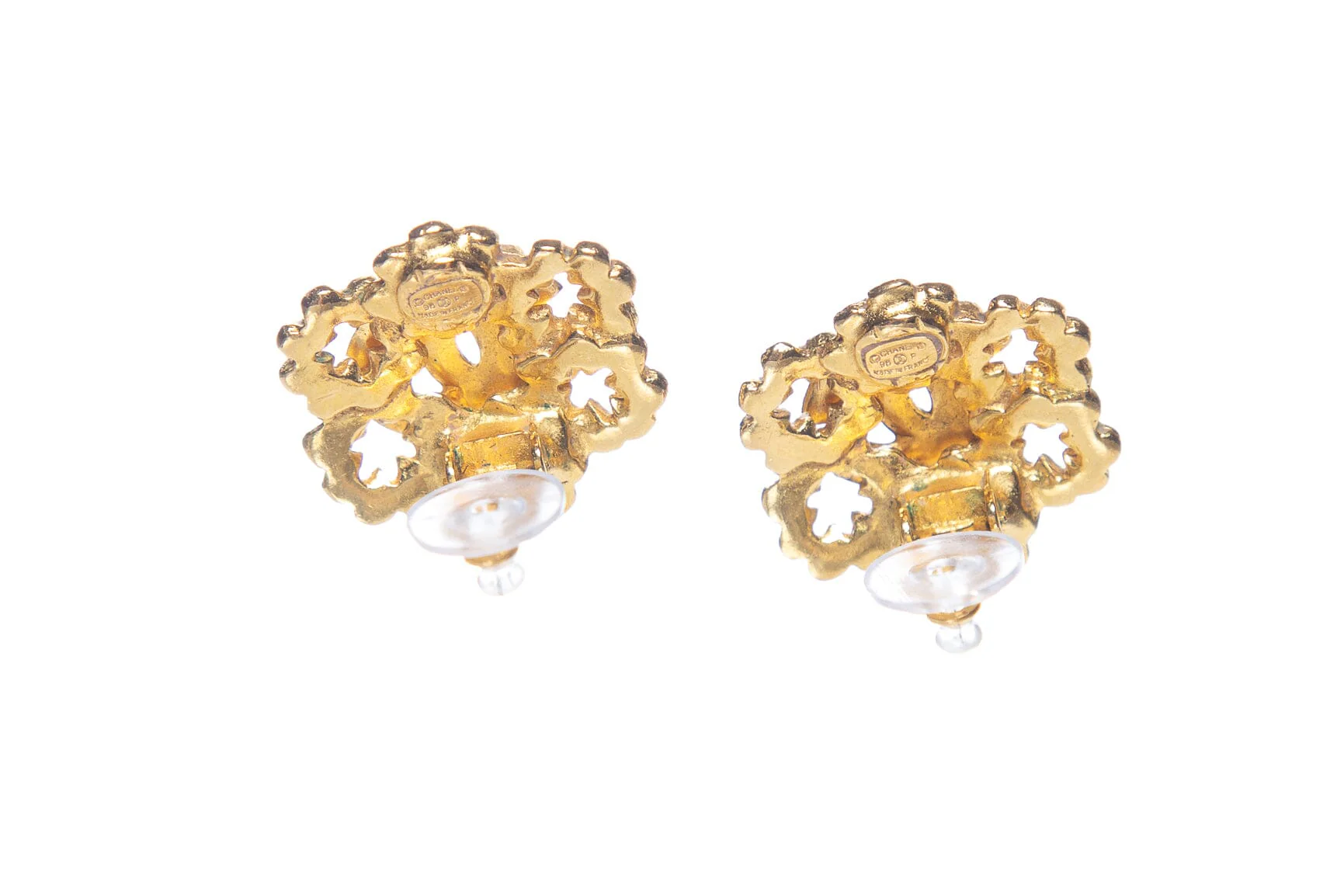 Chanel Vintage 1996 Spring Gold Clip Earrings - Image 3
