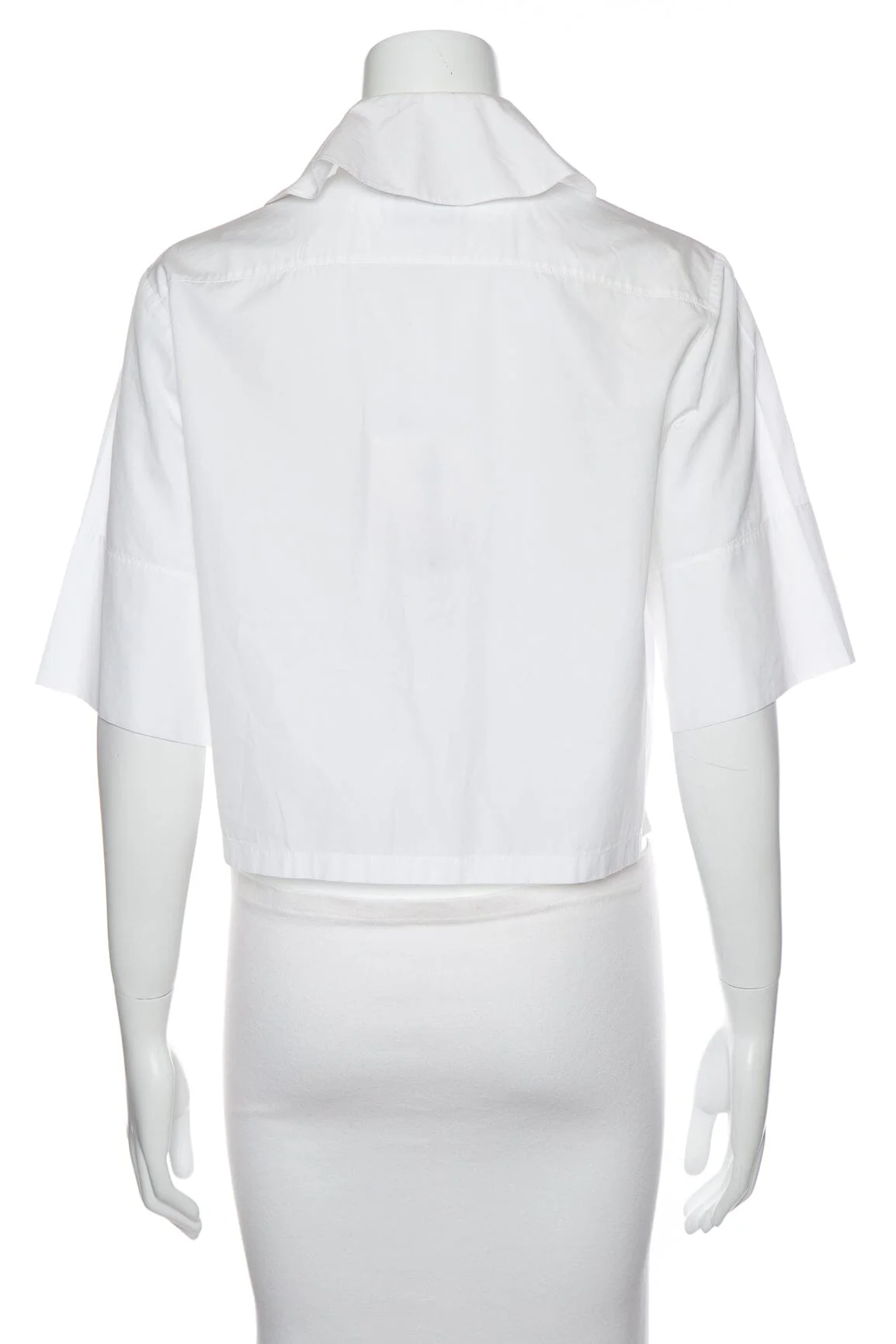 Chanel White Cropped Double Pocket Blouse SZ 34 - Image 3