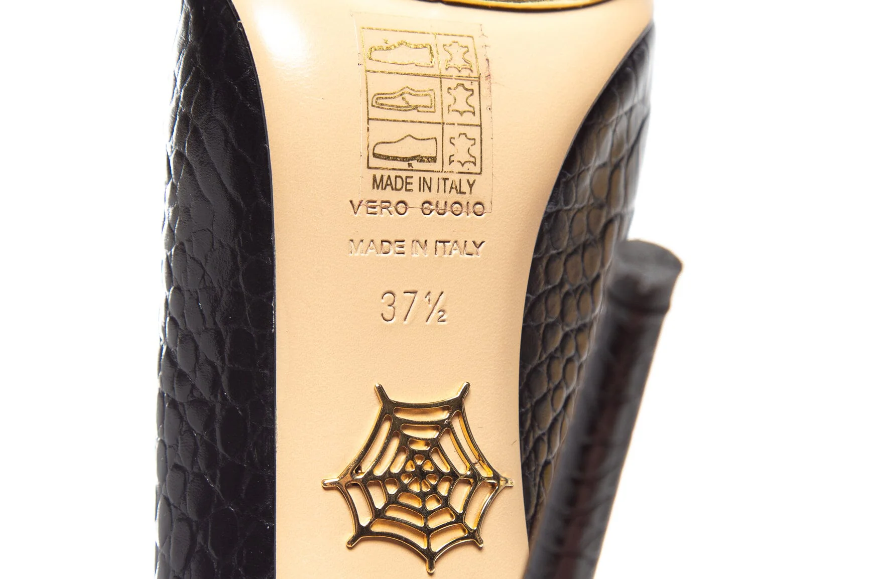 Charlotte Olympia Black Croc Embossed Heel Boots SZ 37.5 - Image 6