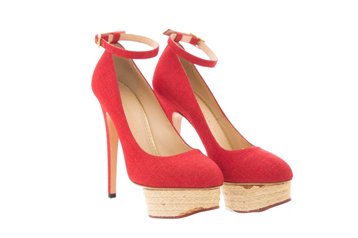 Charlotte Olympia Red Platform Pump SZ 38 - Image 3