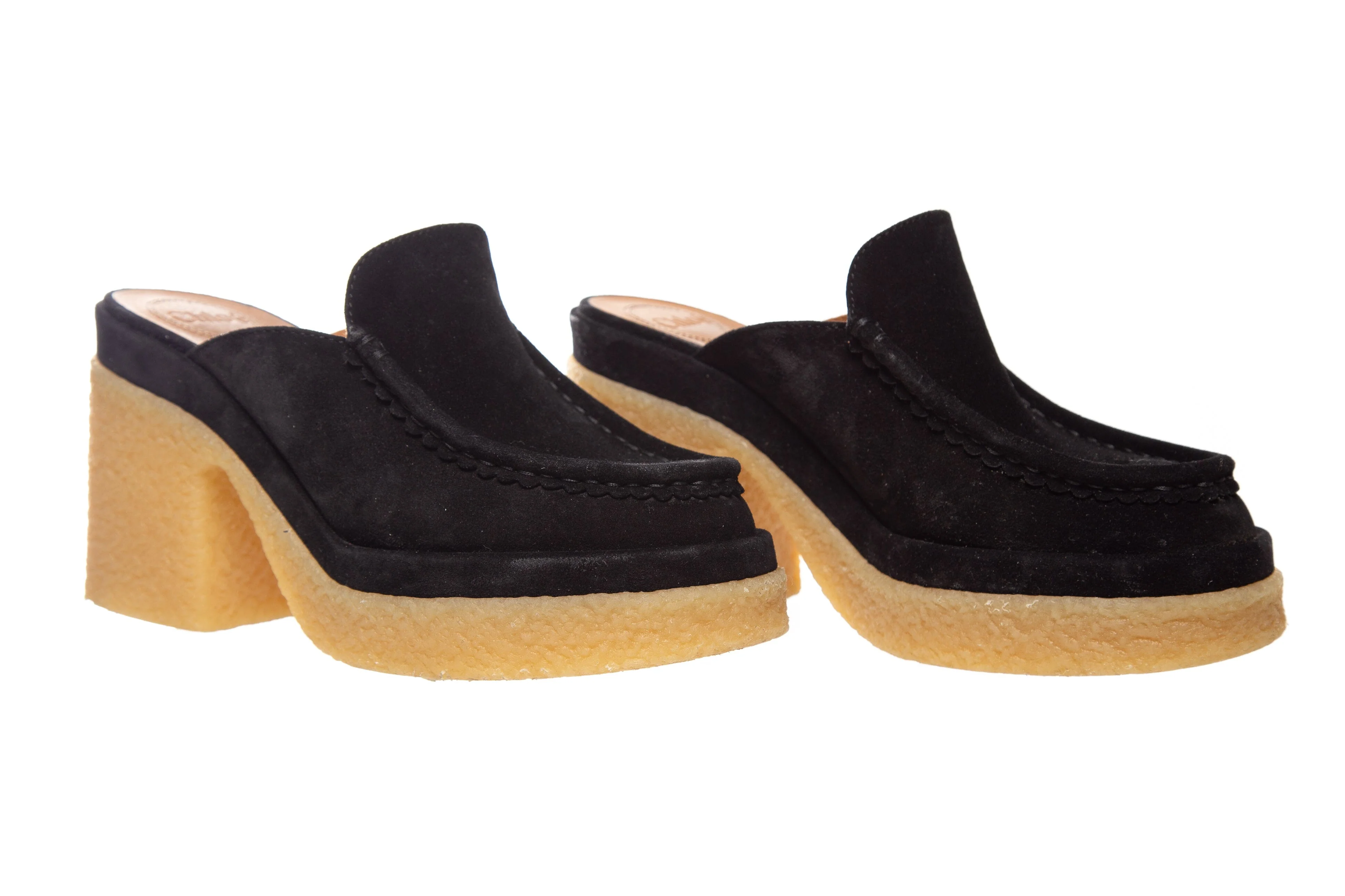 Chloe Black Suede Jamie Platform Mules SZ 38 - Image 3