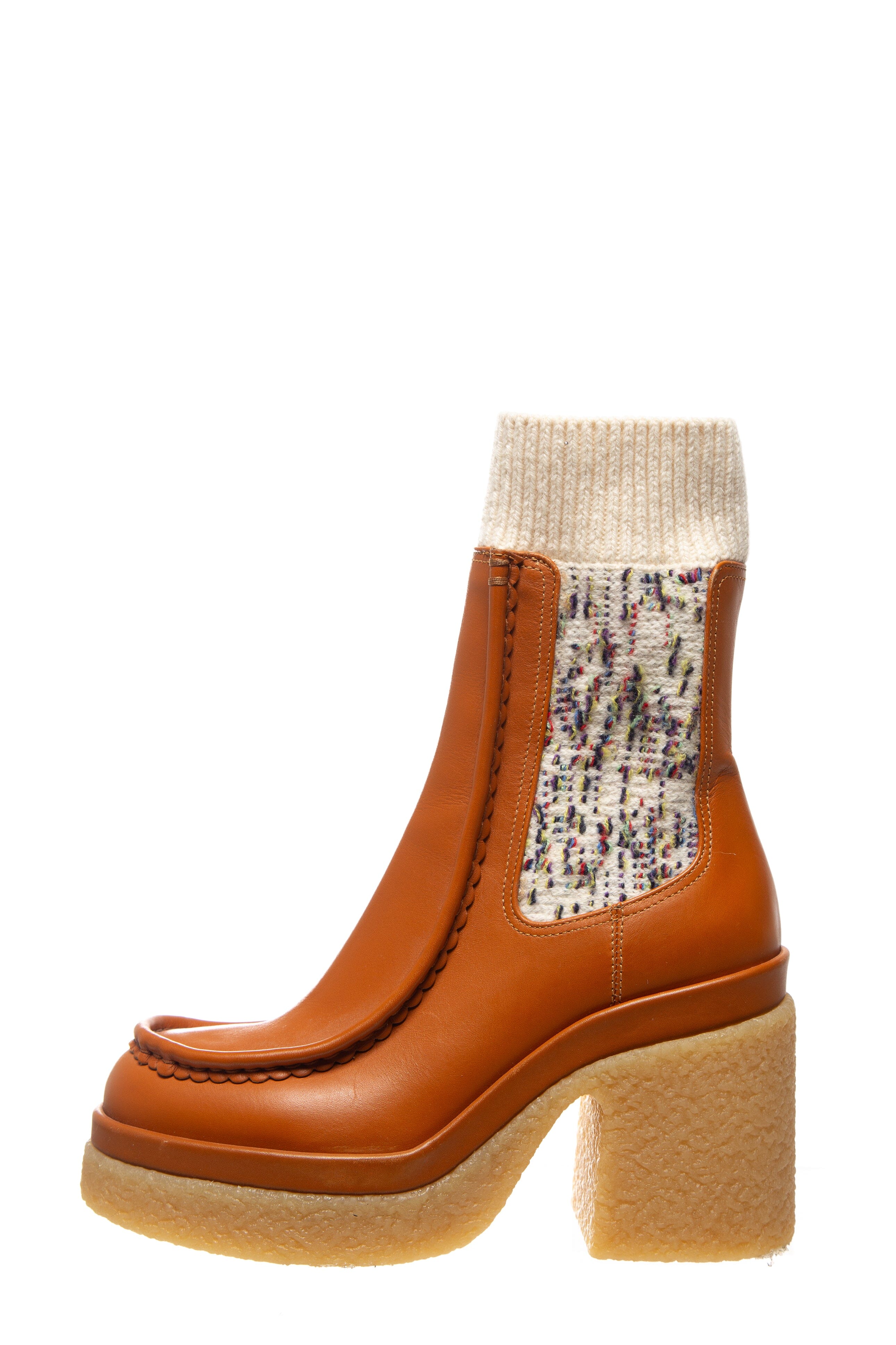 Chloe Cognac Leather Jamie Sock Detail Ankle Boots SZ 39