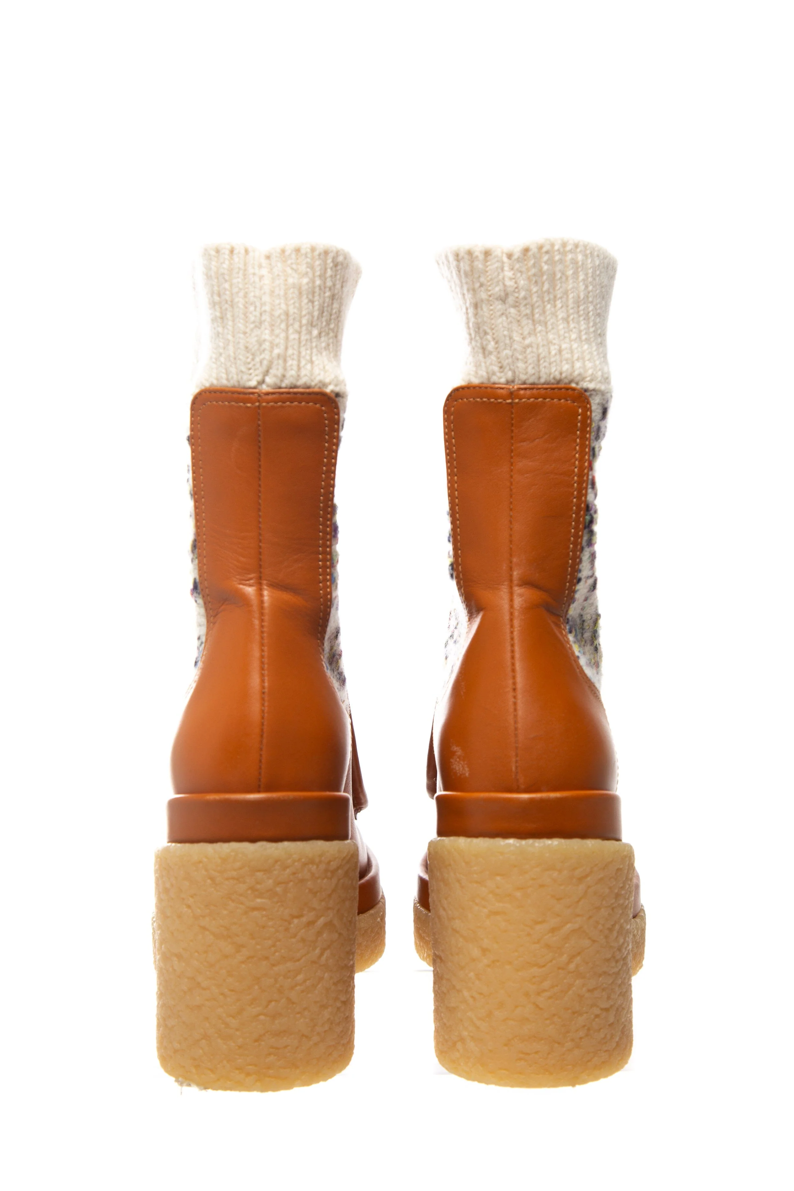 Chloe Cognac Leather Jamie Sock Detail Ankle Boots SZ 39 - Image 4