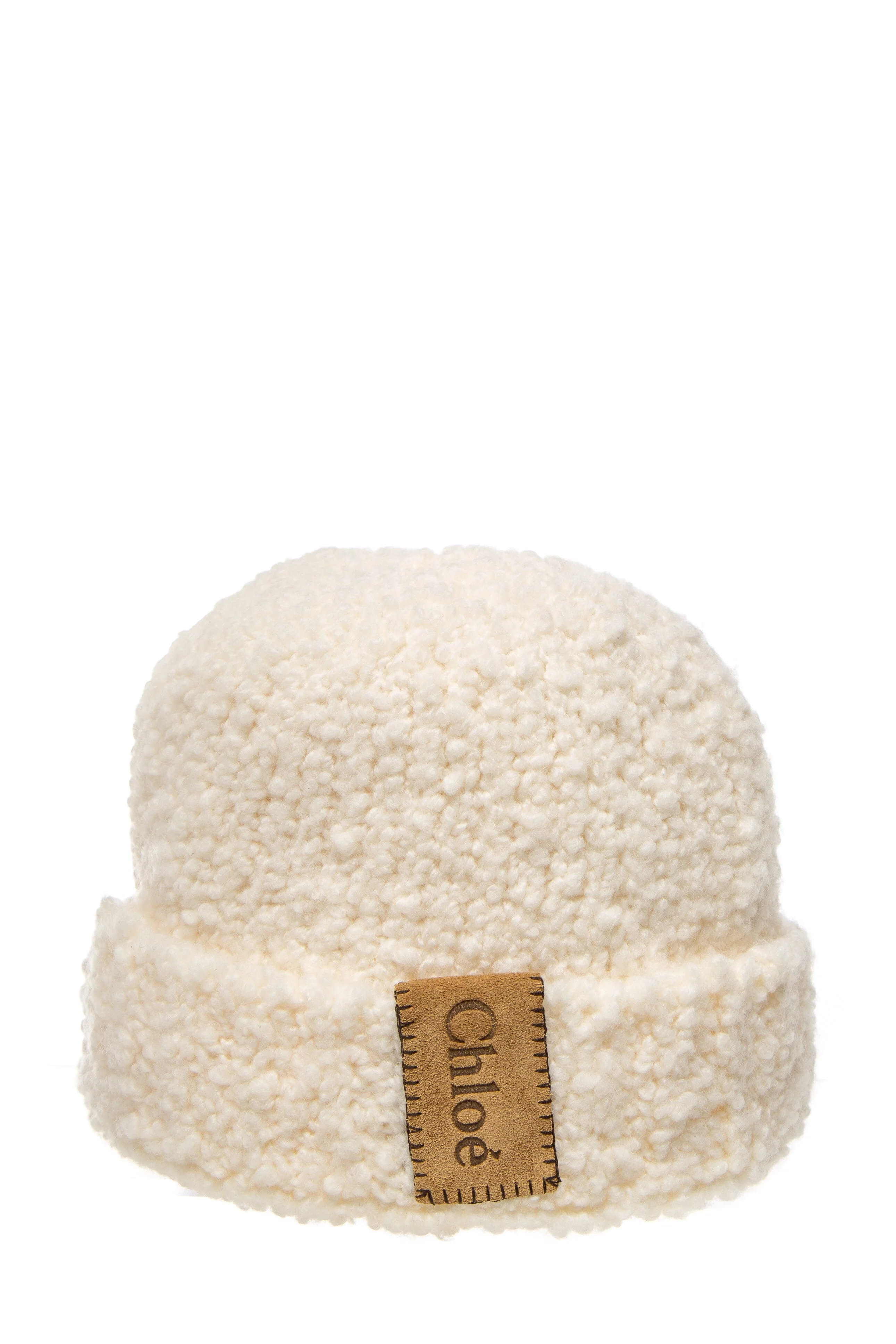 Chloe Cream Curly Wool Beanie