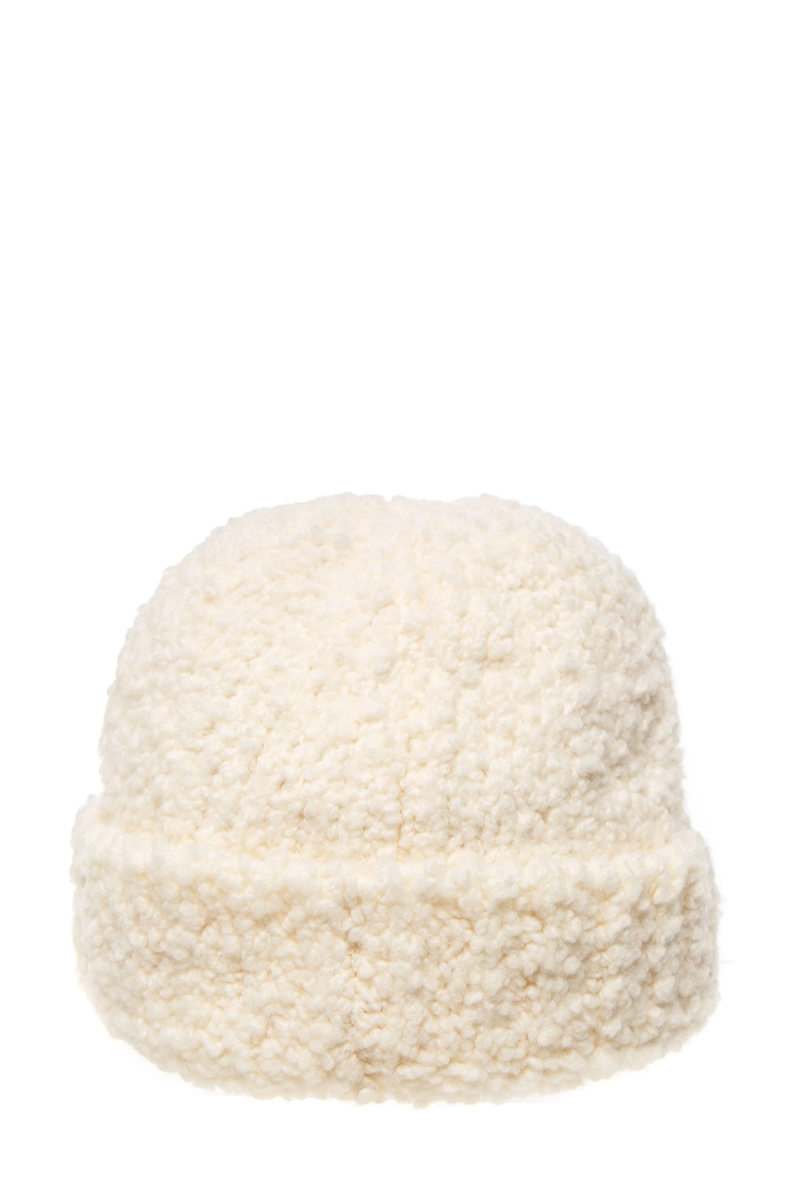 Chloe Cream Curly Wool Beanie - Image 2