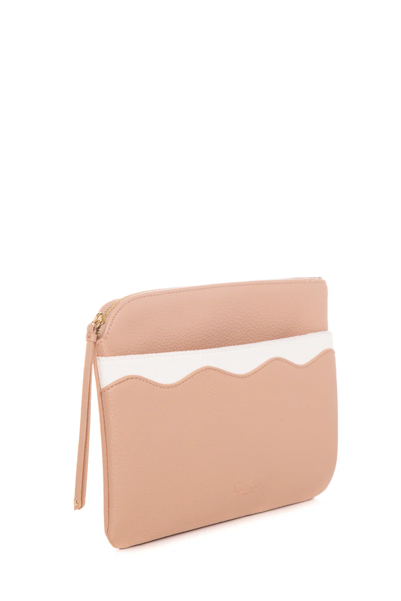 Chloe Nude & White Leather Pouch - Image 2