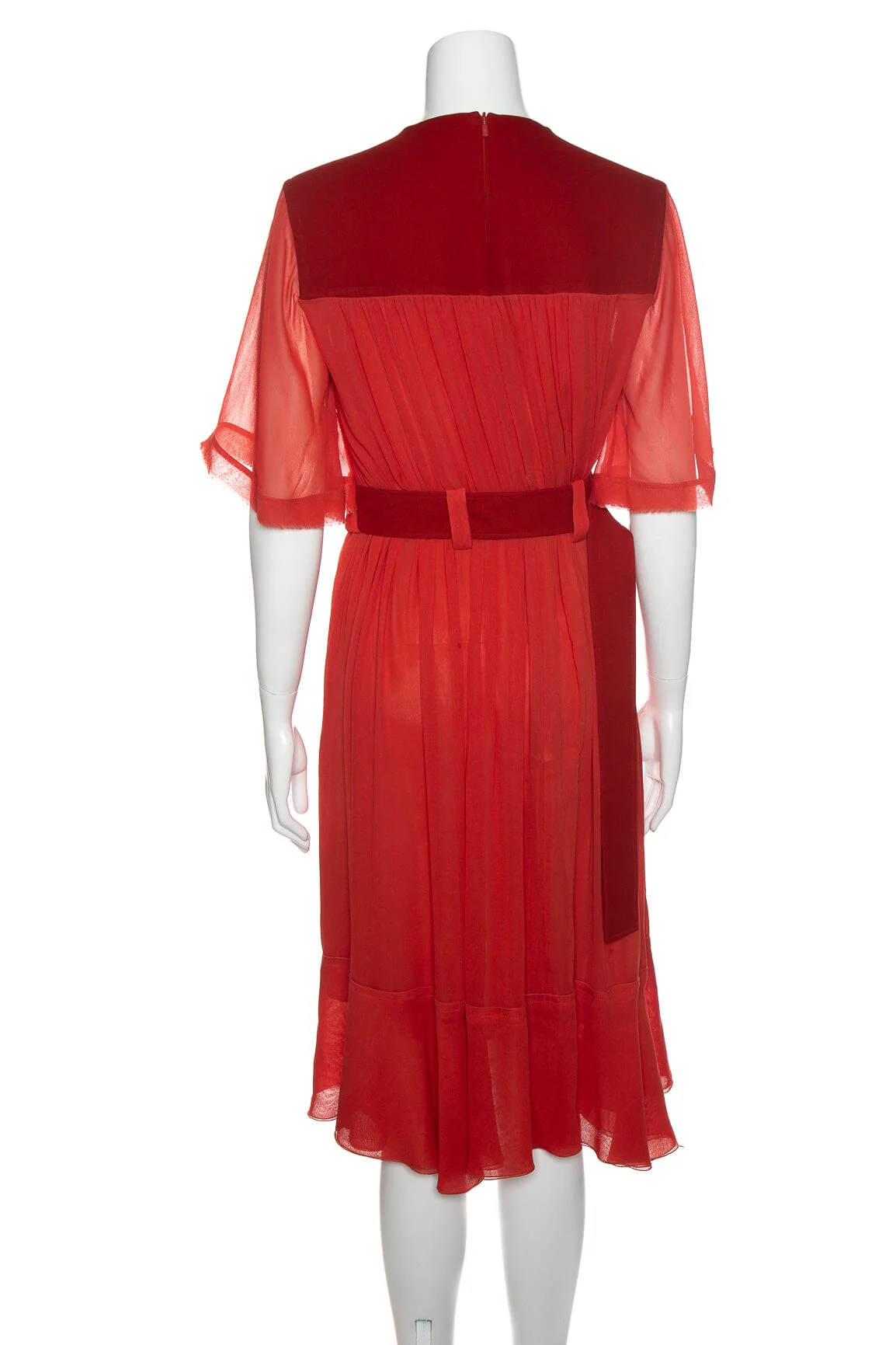 Chloe Orange Chiffon Belted Dress SZ 34 - Image 3