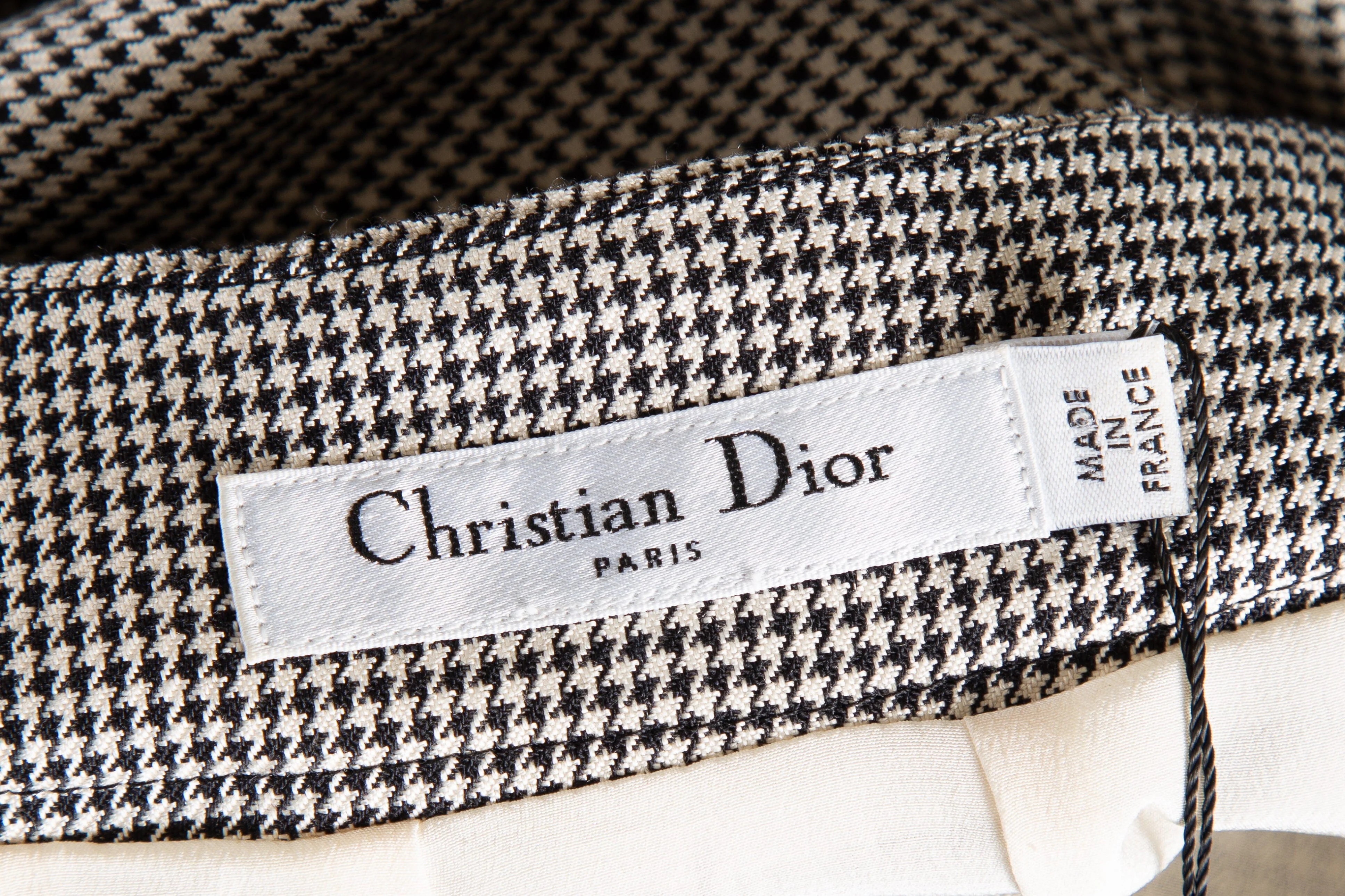Christian Dior Black and Cream Houndstooth Off the Shoulder Knee Length Dress SZ 10 - Image 4
