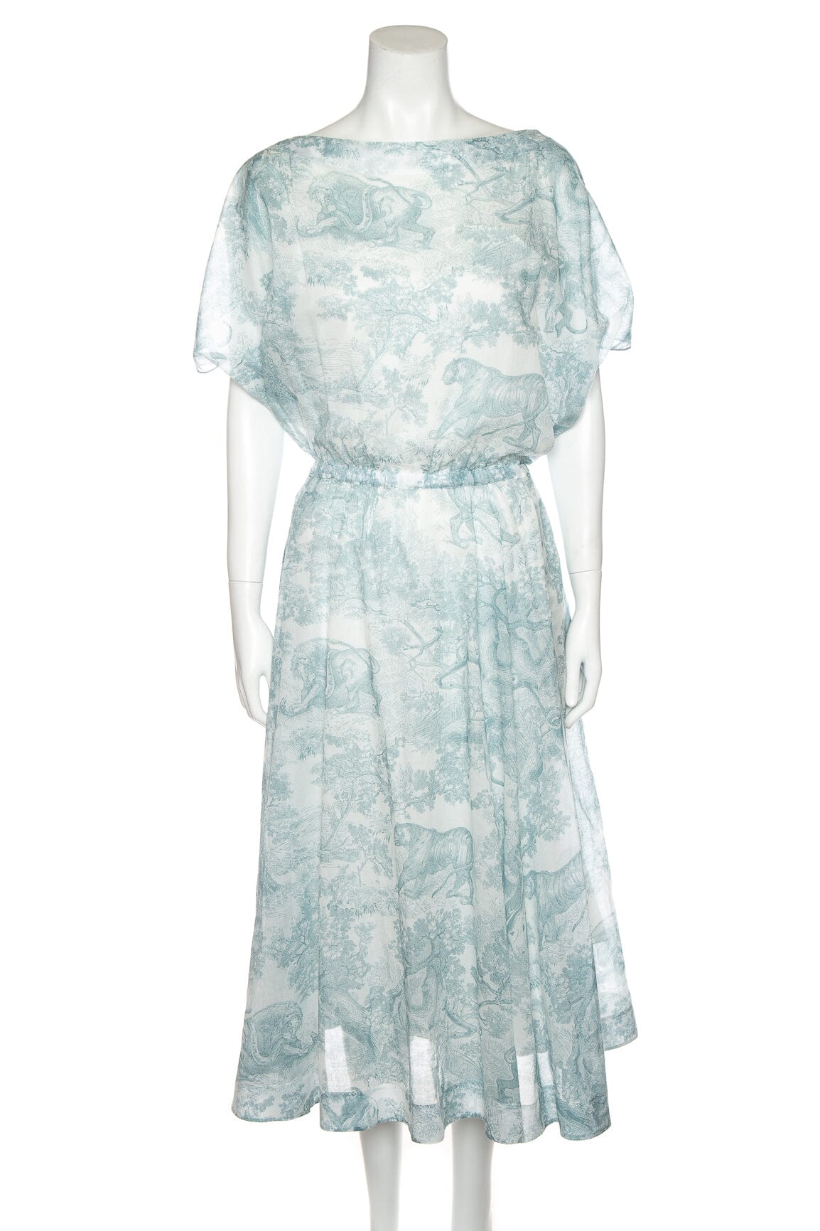 Christian Dior Blue and White "Toile de Jousy-Style" Print Midi Dress SZ 10
