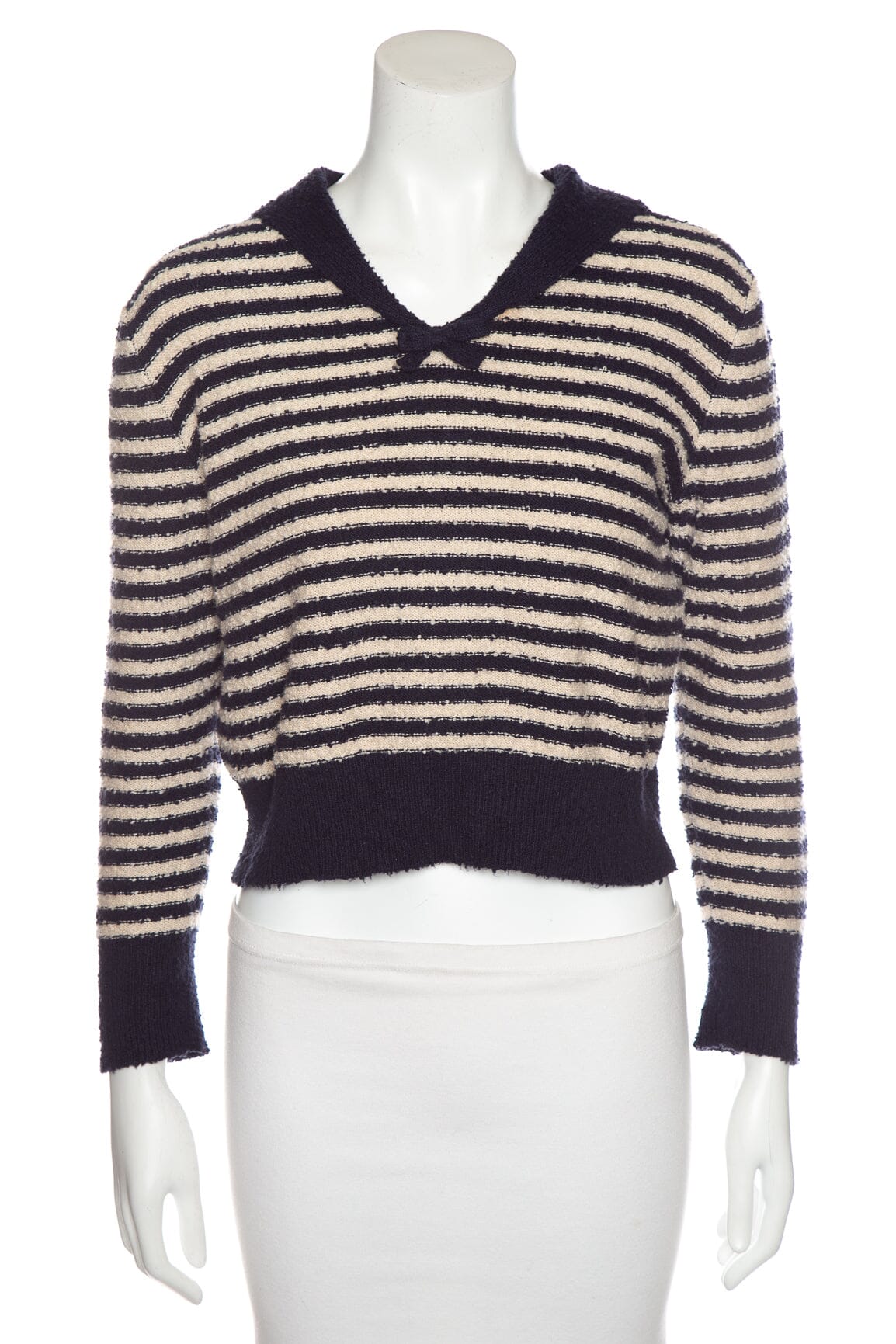Christian Dior Cream and Navy Stripe Sweater SZ 6