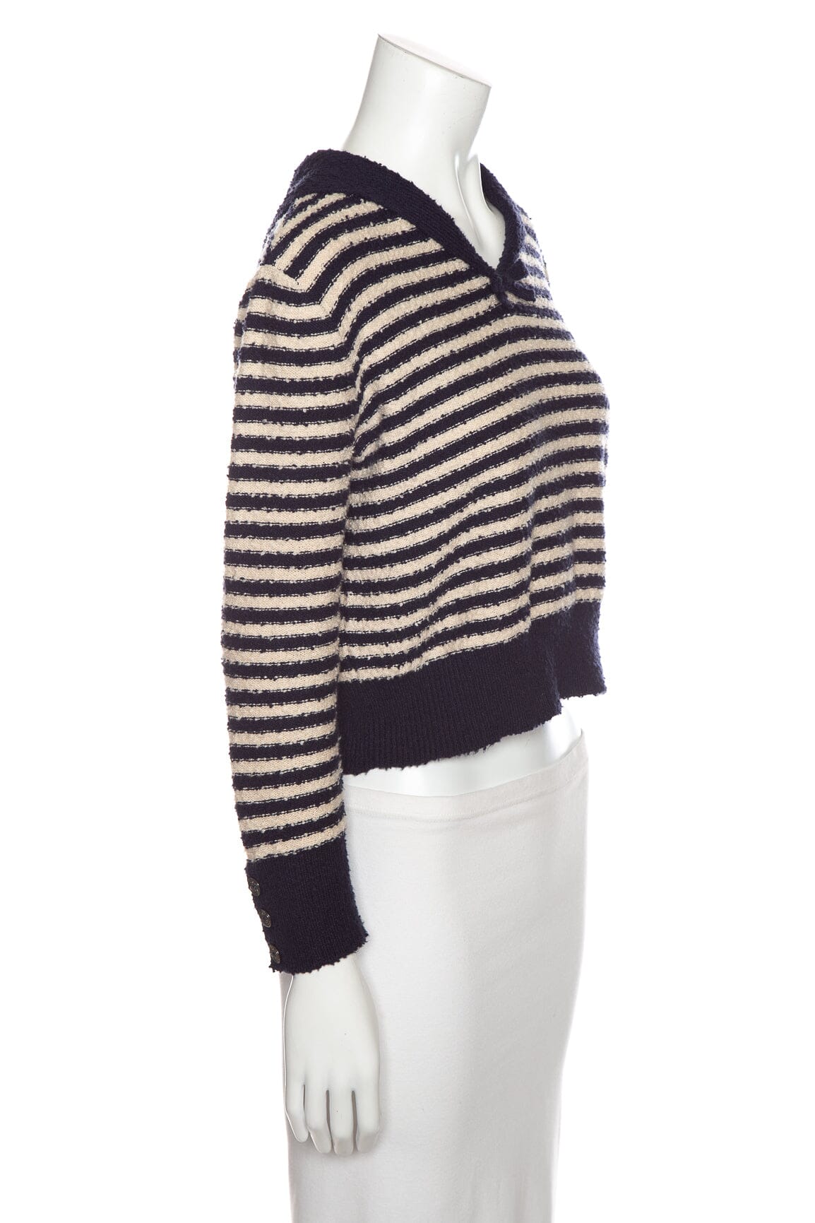 Christian Dior Cream and Navy Stripe Sweater SZ 6 - Image 2