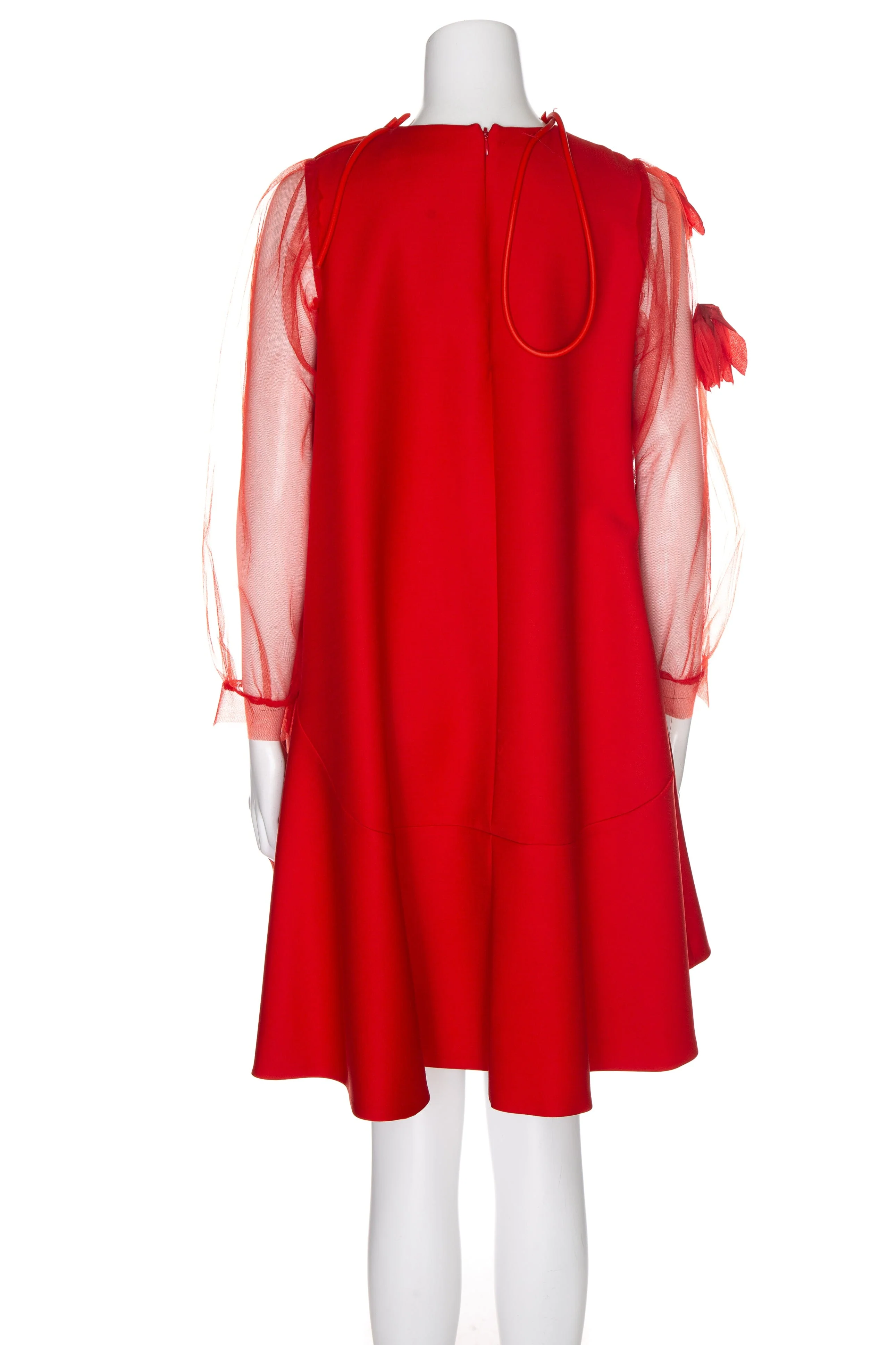 Christian Dior Red Tulle and Floral Applique Mini Dress SZ 4 - Image 3