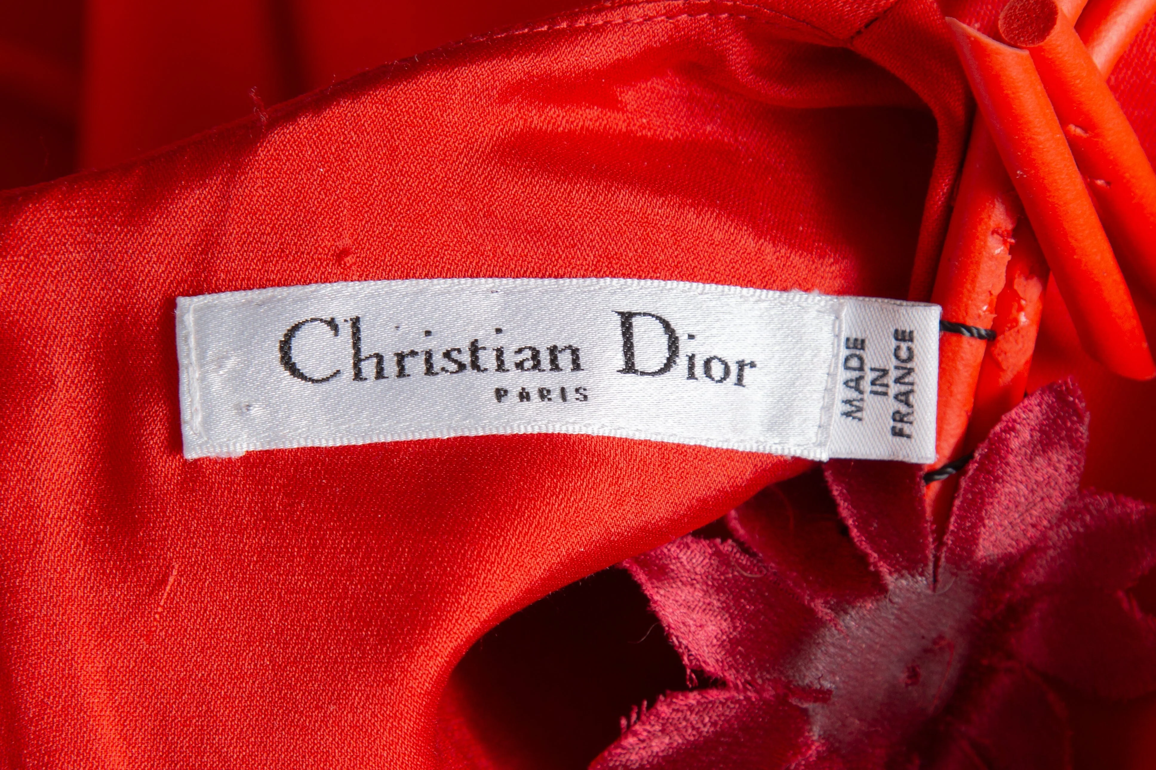 Christian Dior Red Tulle and Floral Applique Mini Dress SZ 4 - Image 6