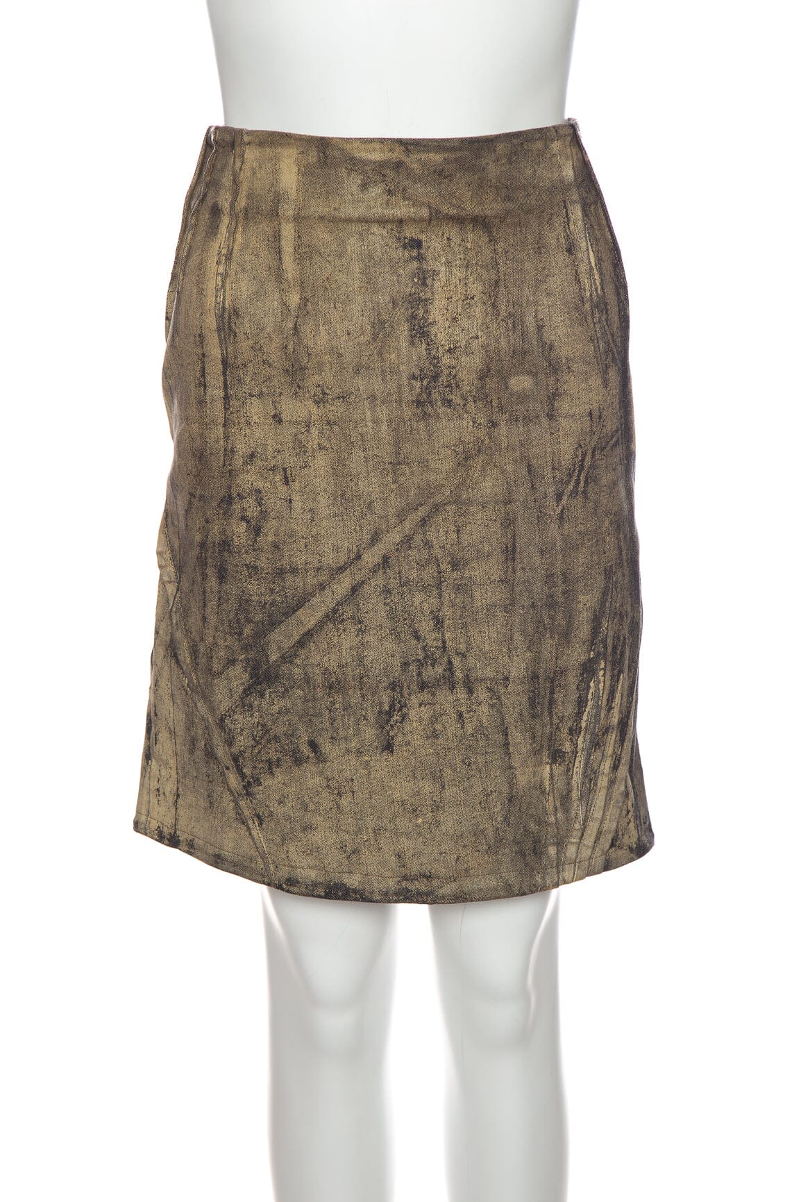 Christian Dior Tan and Black Printed Detail Knee Length Skirt SZ 40