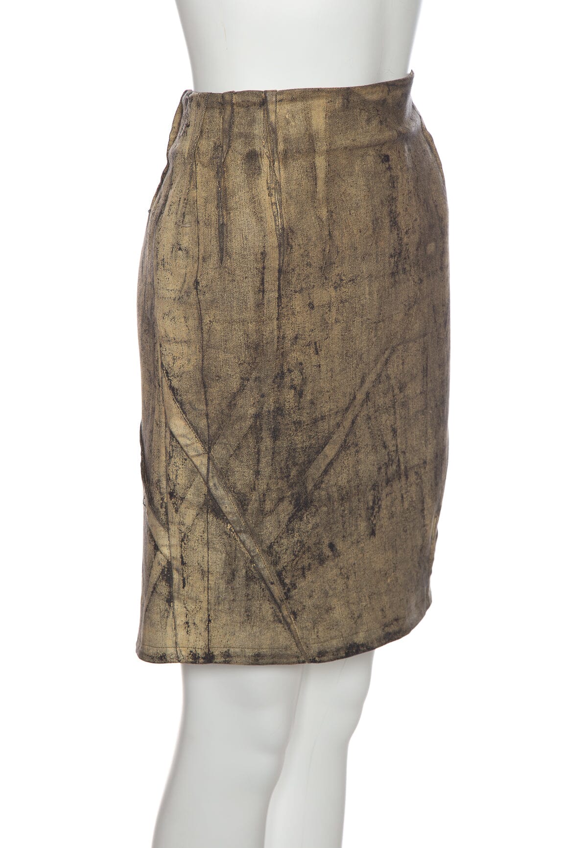Christian Dior Tan and Black Printed Detail Knee Length Skirt SZ 40 - Image 2