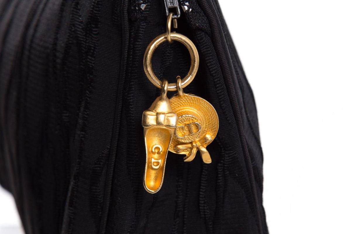 Christian Dior Vintage Black Satin Pouch - Image 8