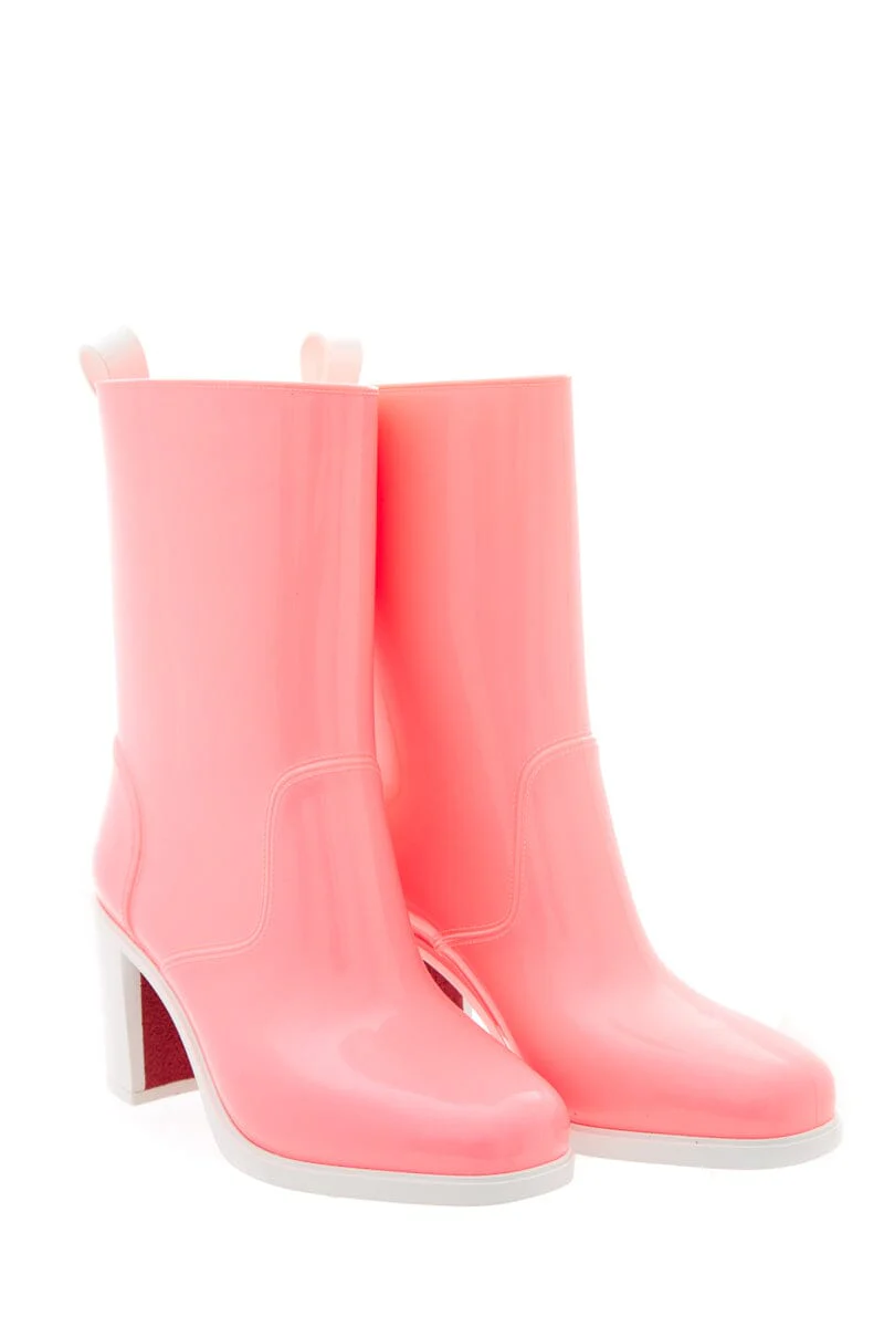 Christian Louboutin Pink Rubber Rain Booties SZ 39 - Image 3