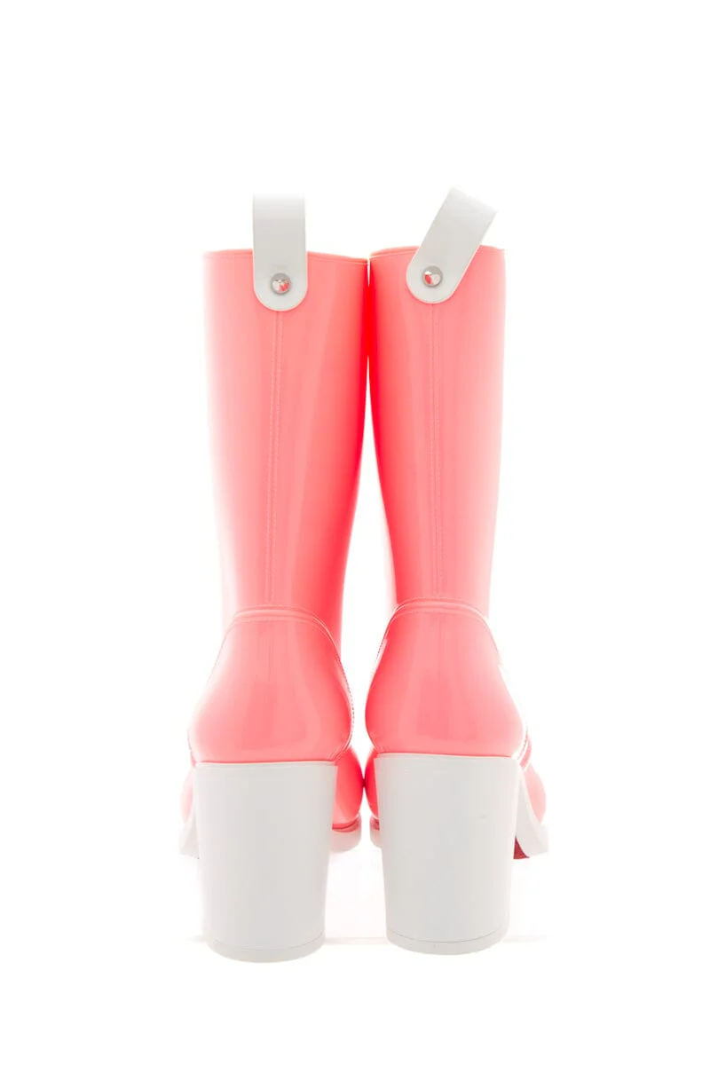 Christian Louboutin Pink Rubber Rain Booties SZ 39 - Image 4