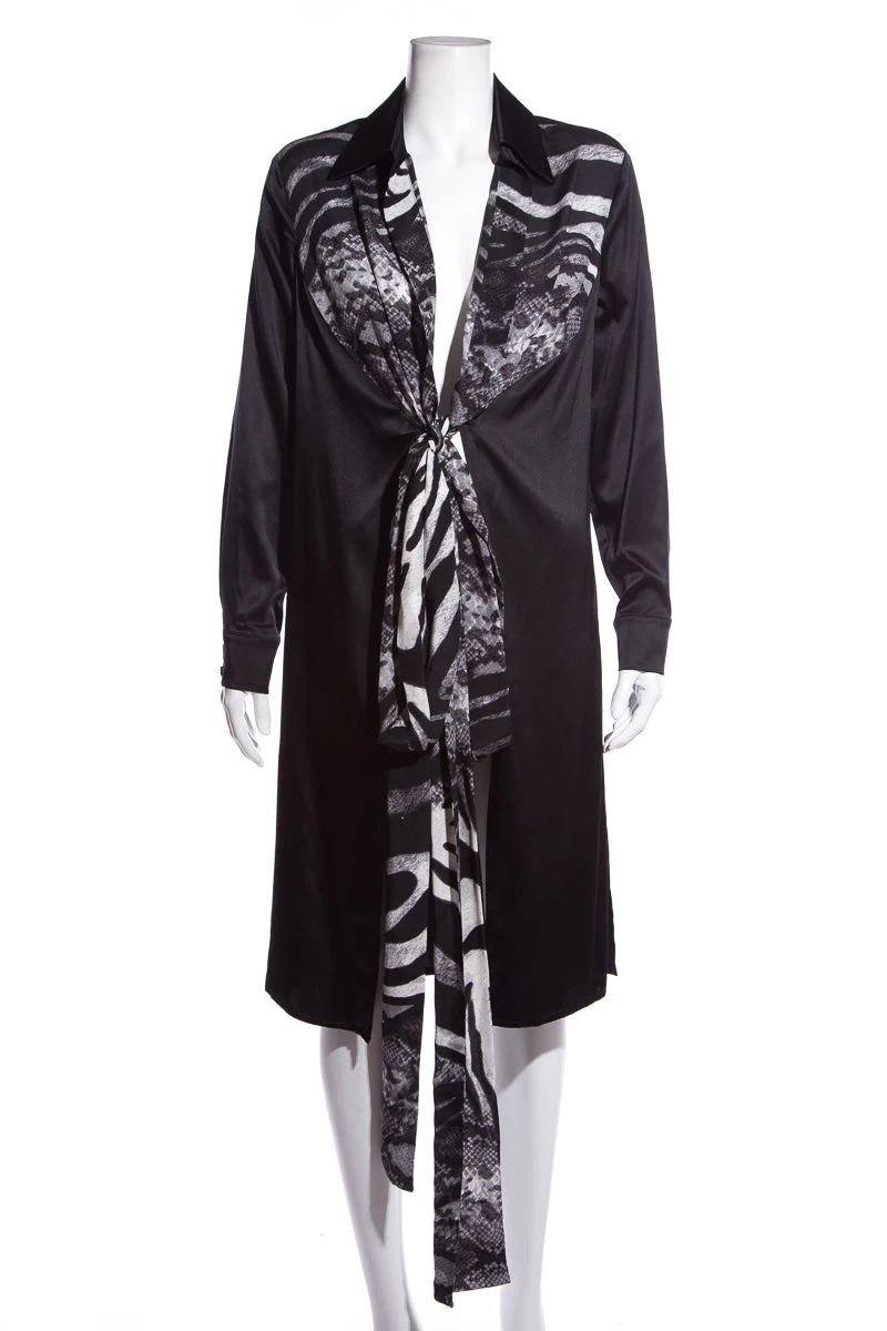 Daniela Corte Black Silk & Snakeskin Tunic SZ 40