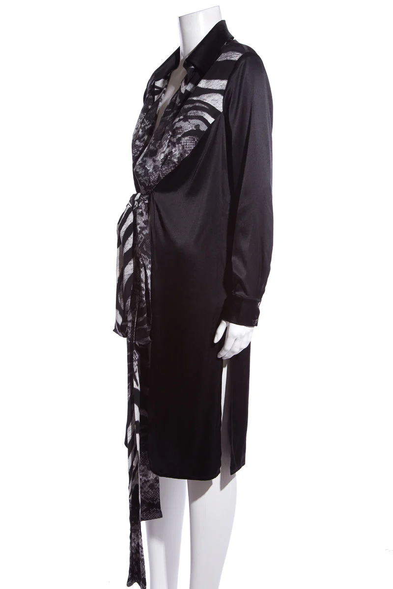 Daniela Corte Black Silk & Snakeskin Tunic SZ 40 - Image 4