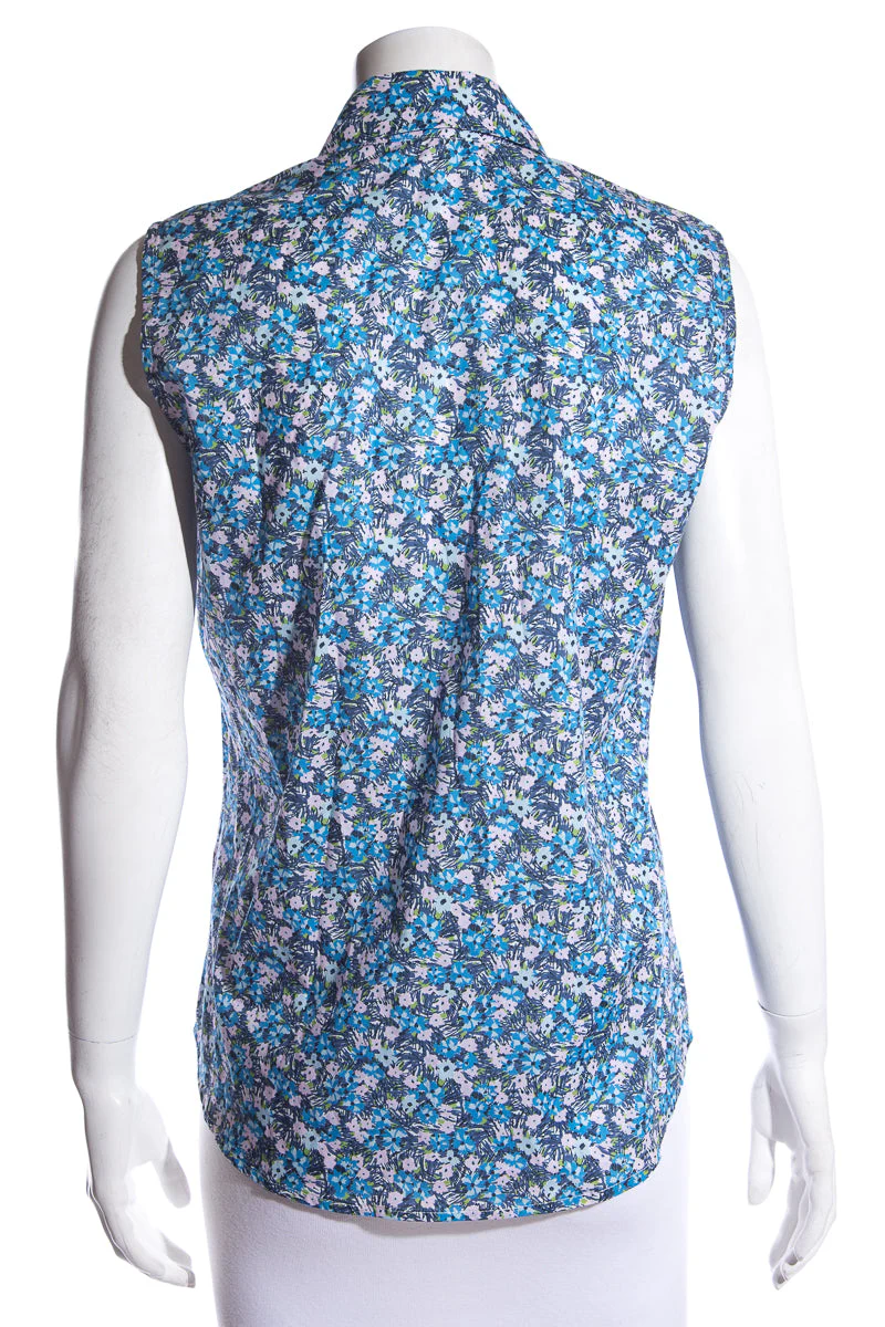 Daniela Corte Blue Floral Blouse SZ 40 - Image 3