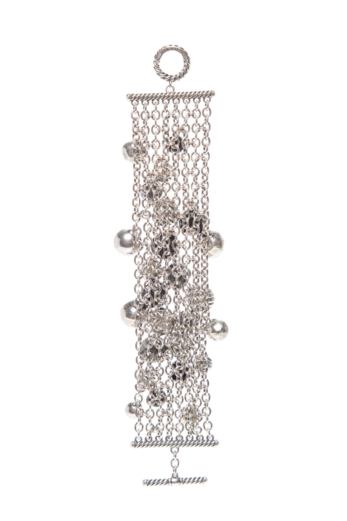 David Yurman Sterling Silver Black Onyx Hematine Multi Strand Toggle Bracelet - Image 2