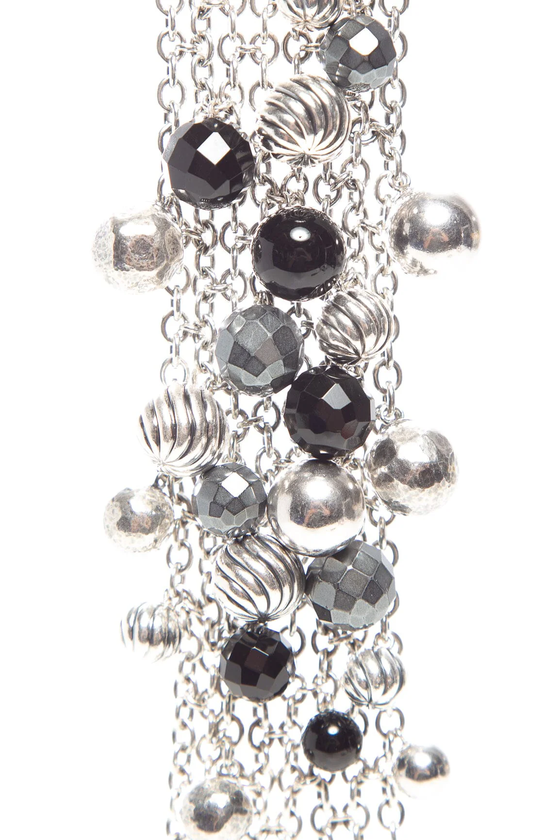 David Yurman Sterling Silver Black Onyx Hematine Multi Strand Toggle Bracelet - Image 3