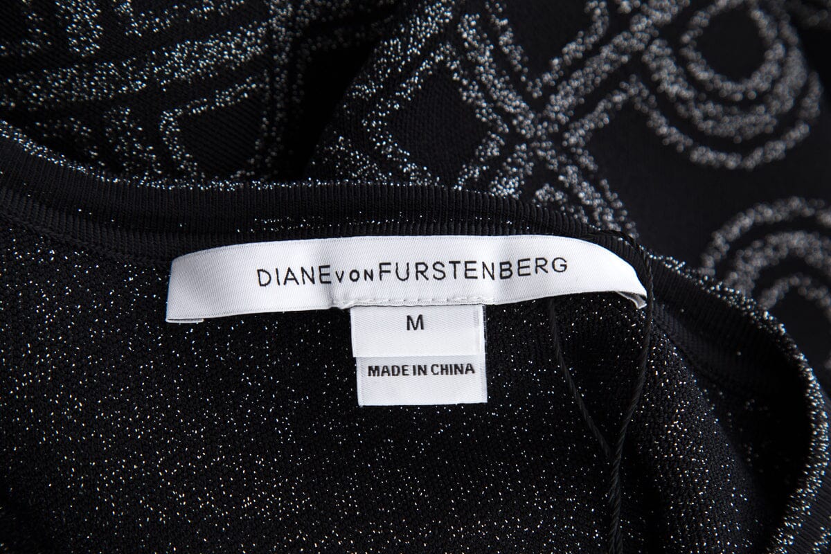 Diane Von Furstenberg Black Short Sleeve Mini Dress SZ M - Image 4