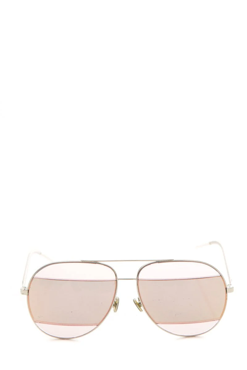 Dior Silver & Pink Split 2 Aviator Sunglasses - Image 2