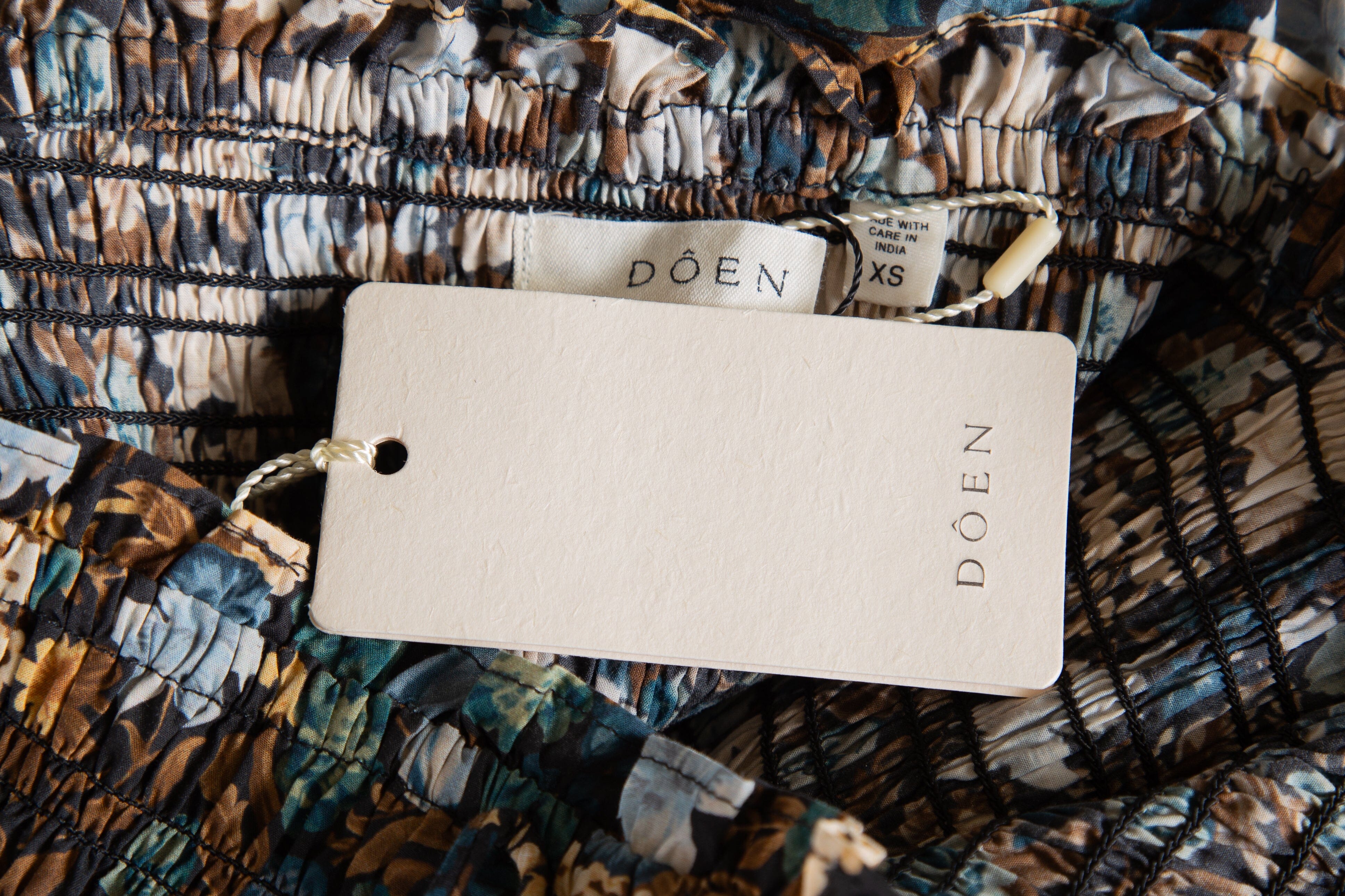 Doen Brown and Blue Floral Print Midi Dress SZ XL - Image 4