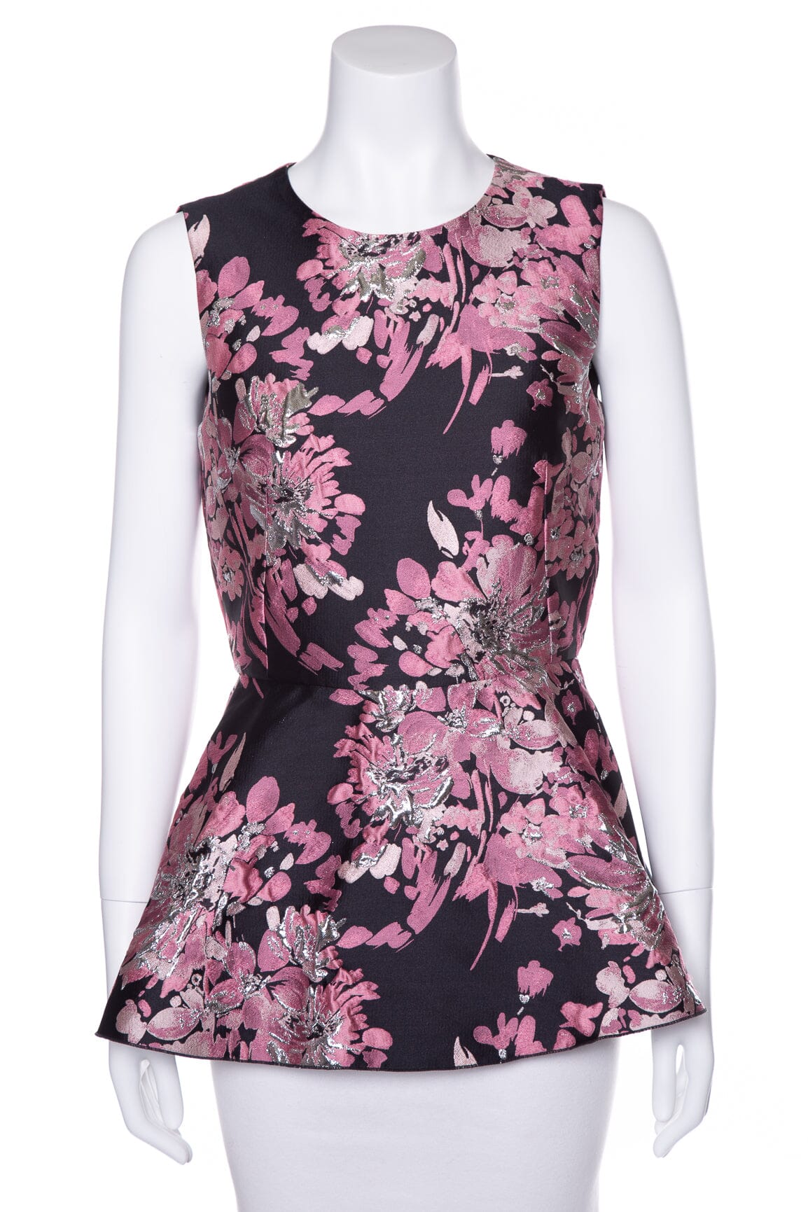 Dolce & Gabbana Black and Pink Floral Sleeveless Blouse SZ 42
