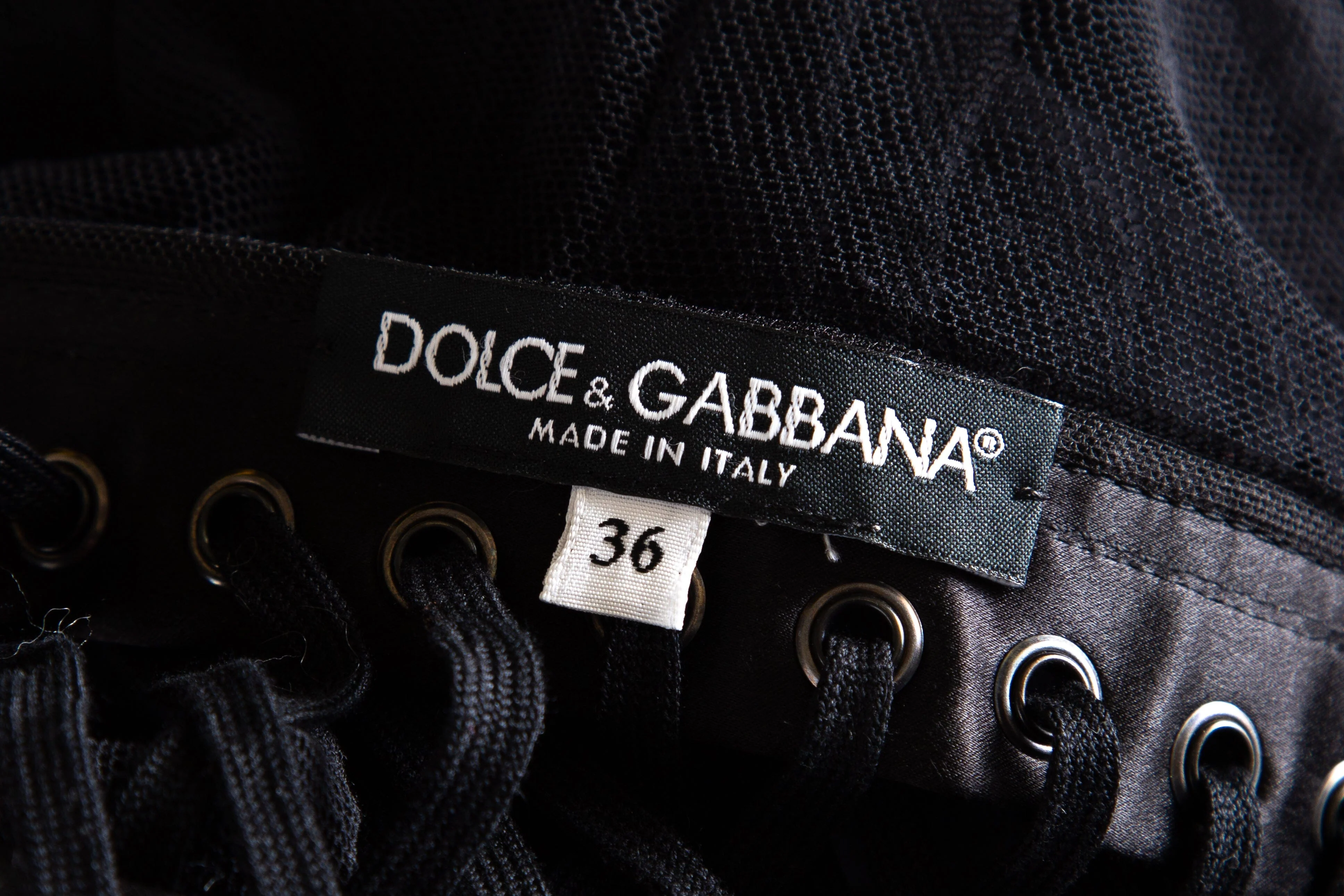 Dolce & Gabbana Black Ruched Mesh Midi Dress SZ 36 - Image 4