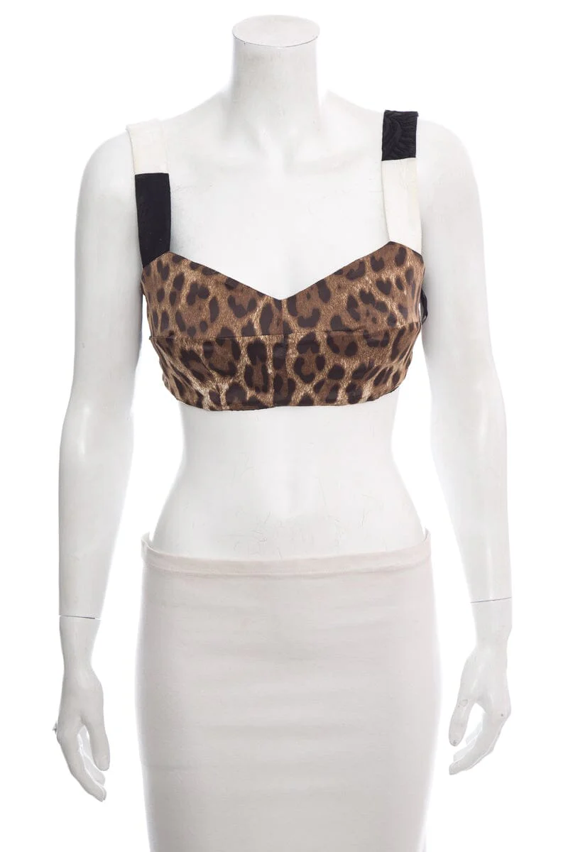 Dolce & Gabbana Leopard Print Crop Top SZ 42 NWT