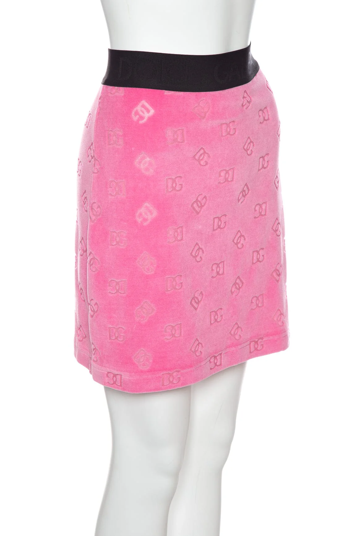 Dolce & Gabbana Pink Terry "DG" Logo Print Skirt SZ 44 NWT - Image 2