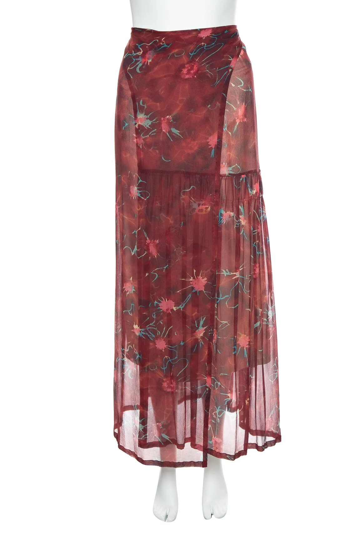 Dries Van Noten Maroon Printed Skirt SZ 36