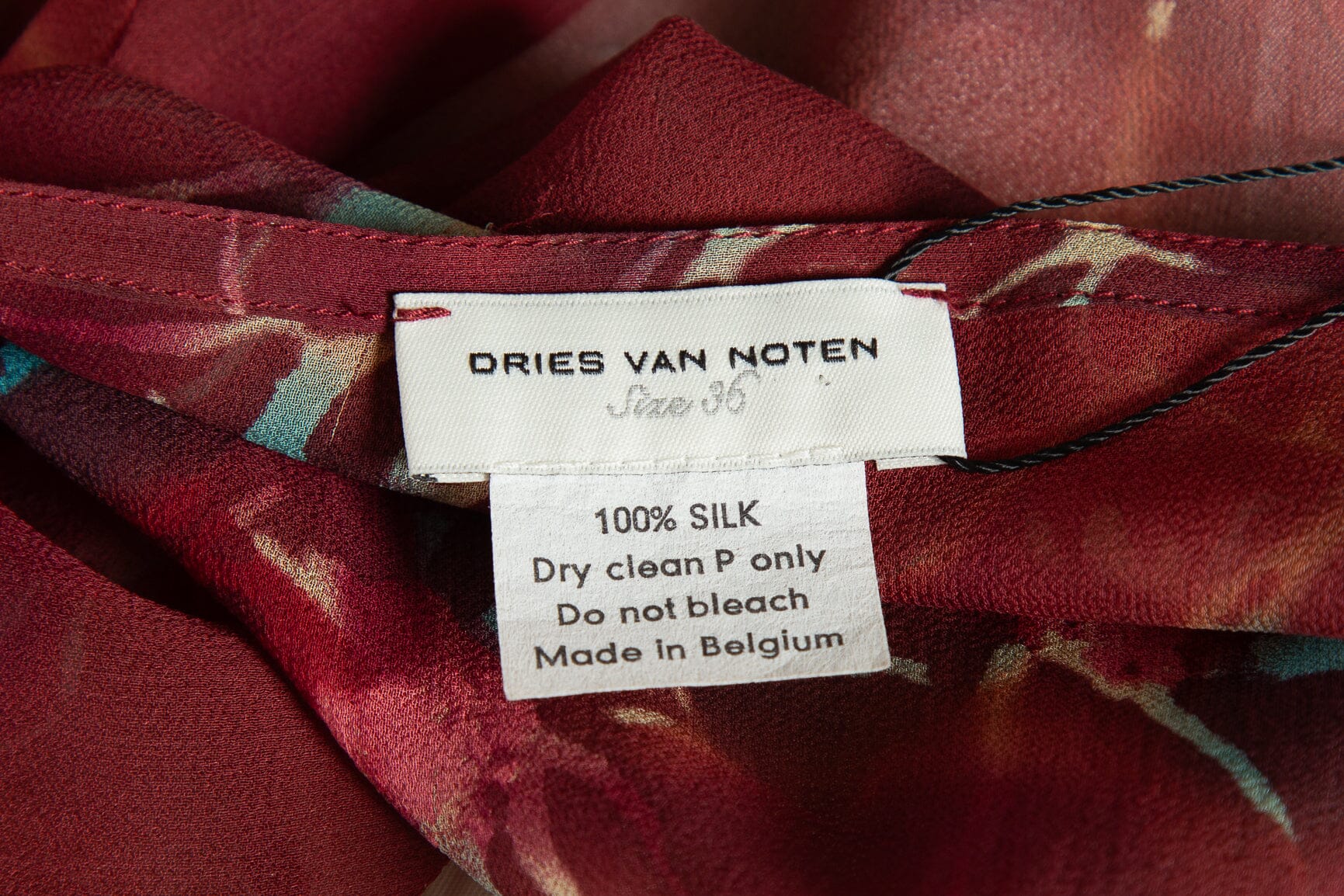 Dries Van Noten Maroon Printed Skirt SZ 36 - Image 4