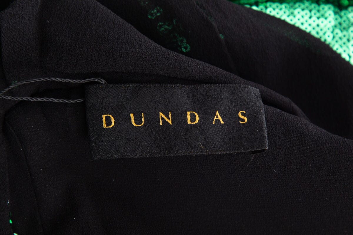 Dundas Green Sequin Open Back Long Sleeve Dress SZ 40 - Image 4