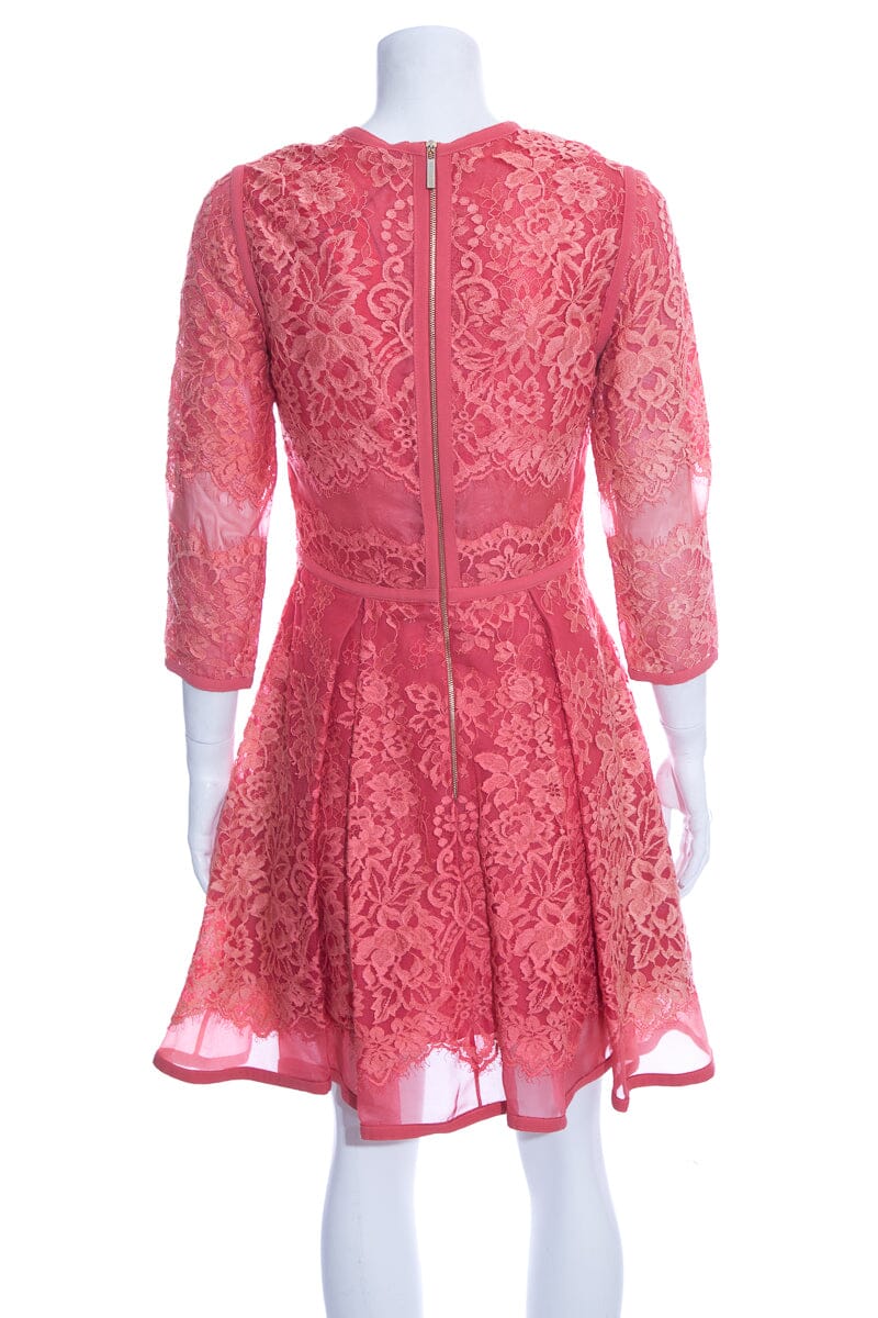 Elie Saab Coral Lace Knee Length Dress SZ 40 NWT - Image 3